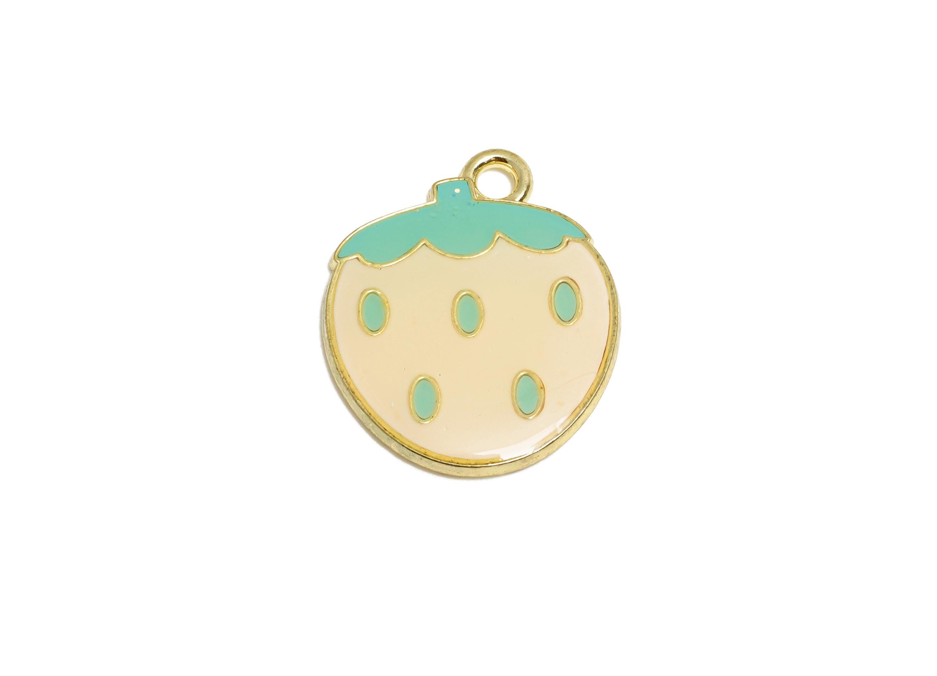 Alloy Enamel Strawberry Pendant - Colorful Kawaii Jewelry Pendant - Enamel Fruit Accessory - Craft Jewelry Making - 20x16x1.8mm - AC3579C