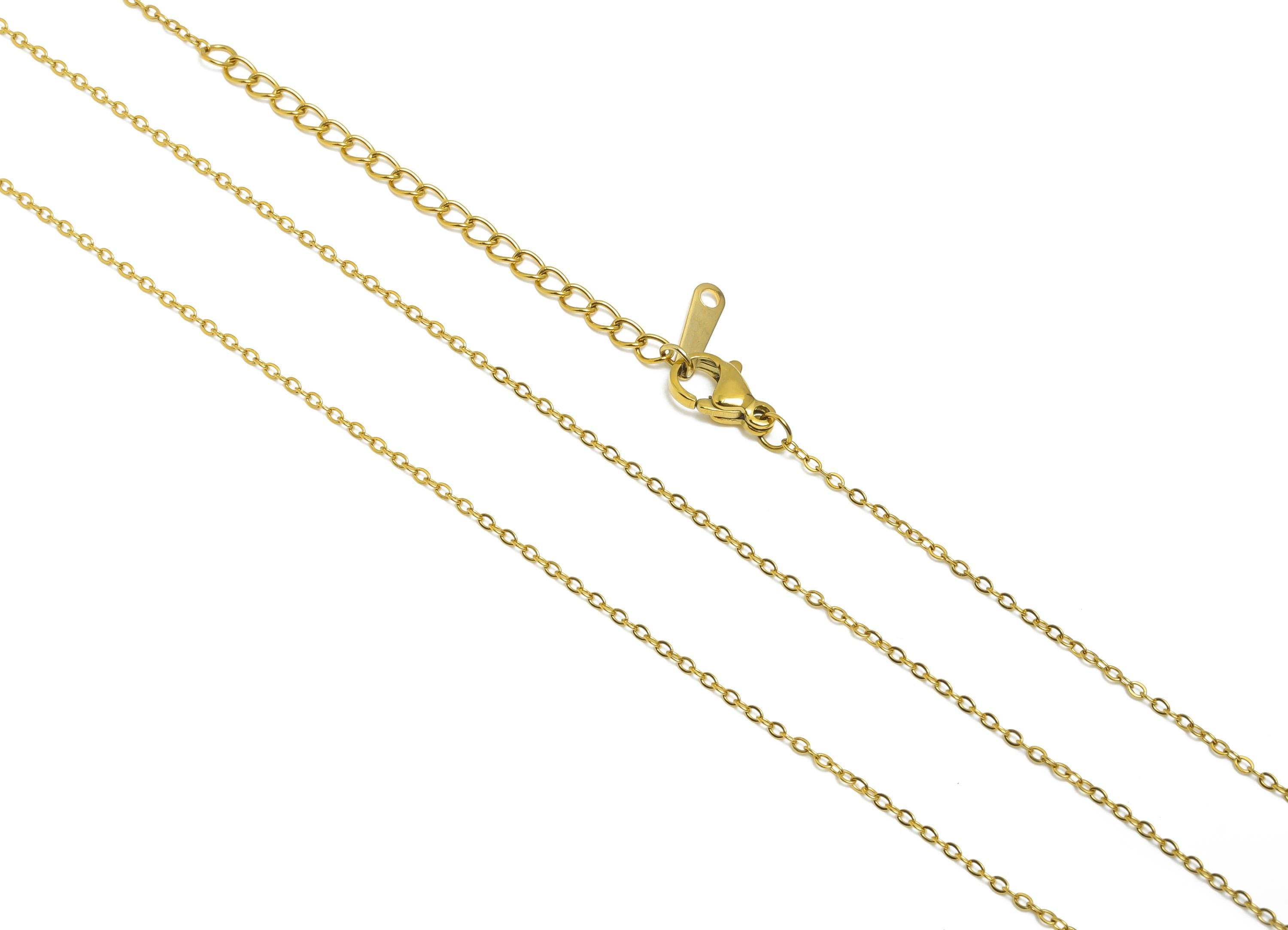45+5cm Stainless Steel Flat Cable Necklace - 1.3mm Steel Unisex Snake Chain for Men & Women - 18K Real Vacuum Plating - 0.7x0.7mm - SS1557G