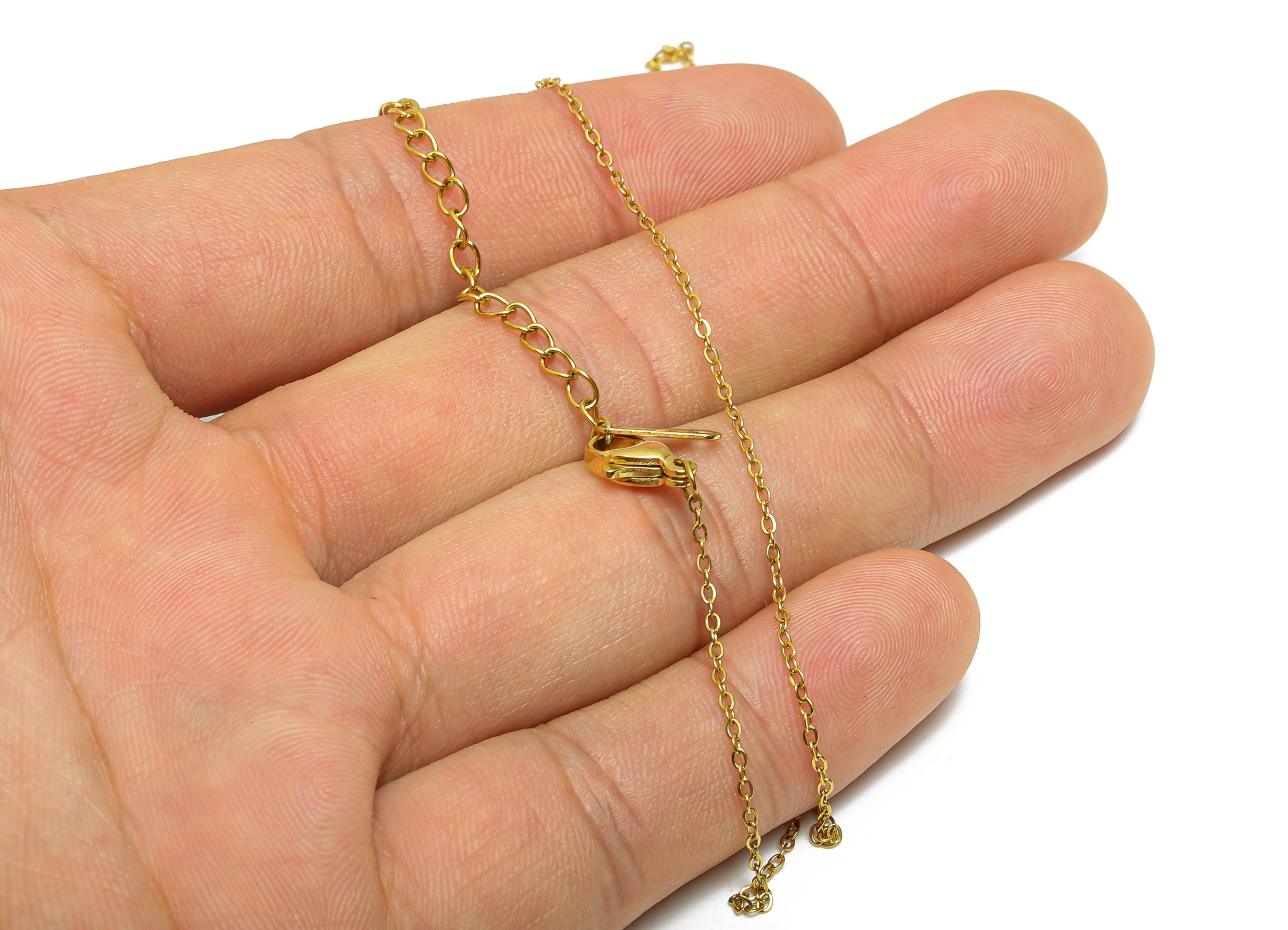 45+5cm Stainless Steel Flat Cable Necklace - 1.3mm Steel Unisex Snake Chain for Men & Women - 18K Real Vacuum Plating - 0.7x0.7mm - SS1557G