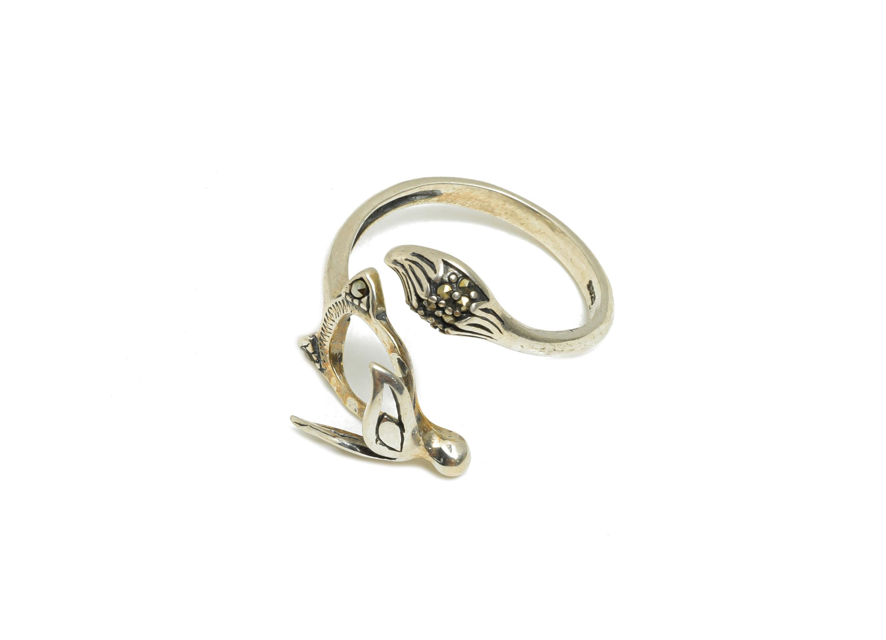 Animal Ring Base - 925 Sterling Silver Ring Setting - 8*10mm Adjustable Cabochon Ring - Handmade Ring Blank - DIY Gemstone Ring - SI1062