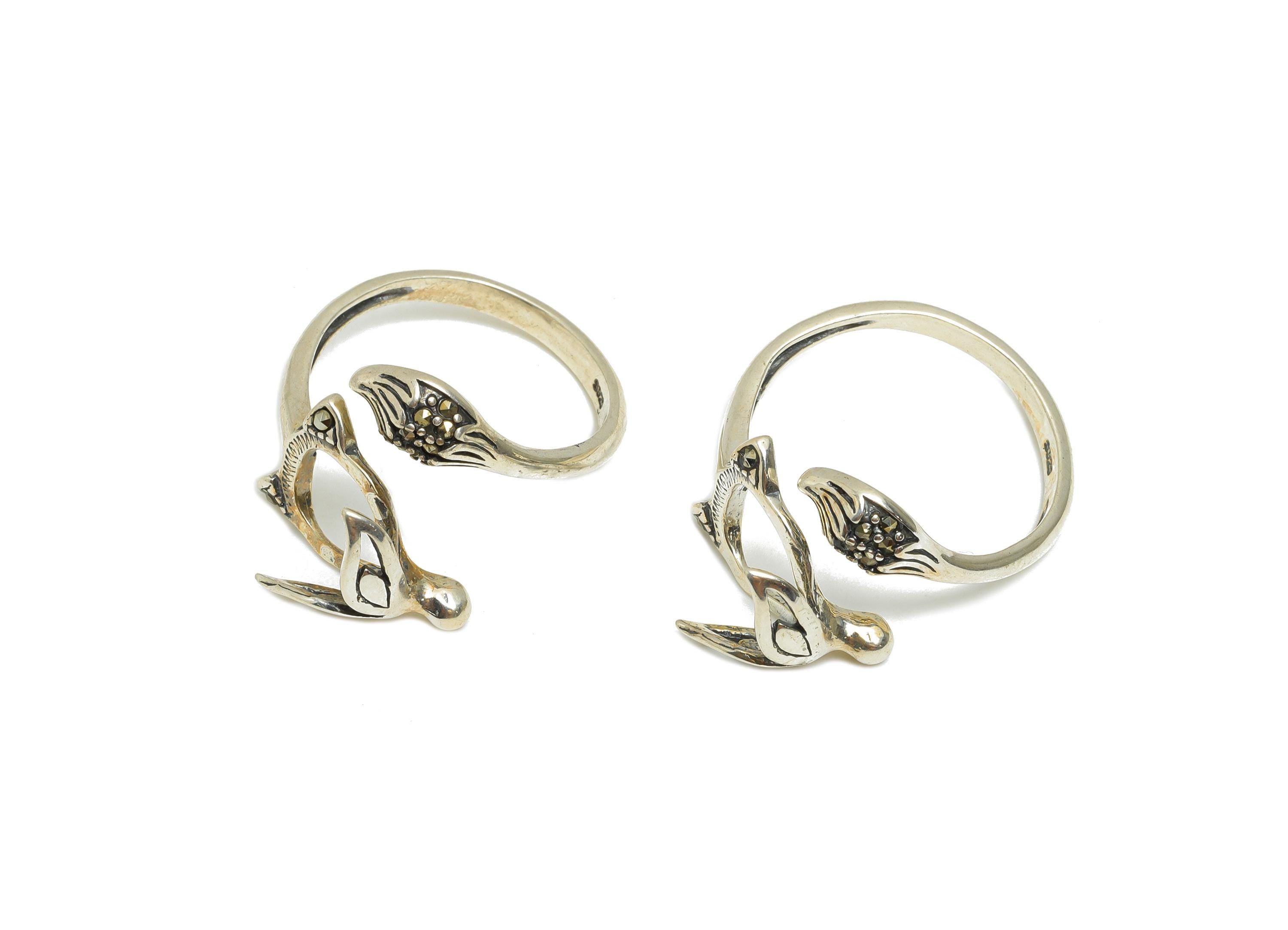 Animal Ring Base - 925 Sterling Silver Ring Setting - 8*10mm Adjustable Cabochon Ring - Handmade Ring Blank - DIY Gemstone Ring - SI1062