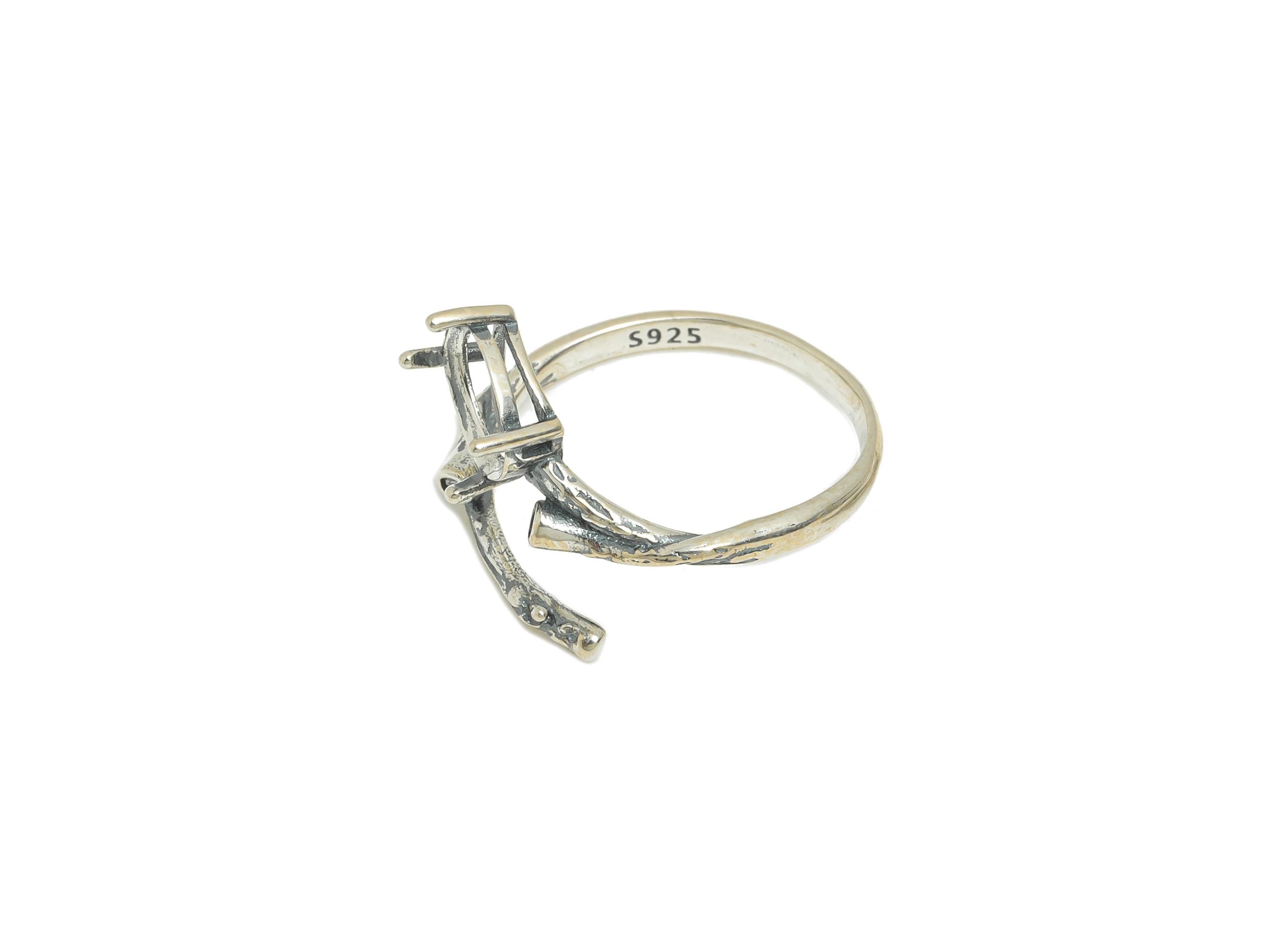 6*8 mm Adjustable Cabochon Ring - Vintage Ring Base - 925 Sterling Silver Ring Setting - Handmade Ring Blank - DIY Gemstone Ring - SI1064