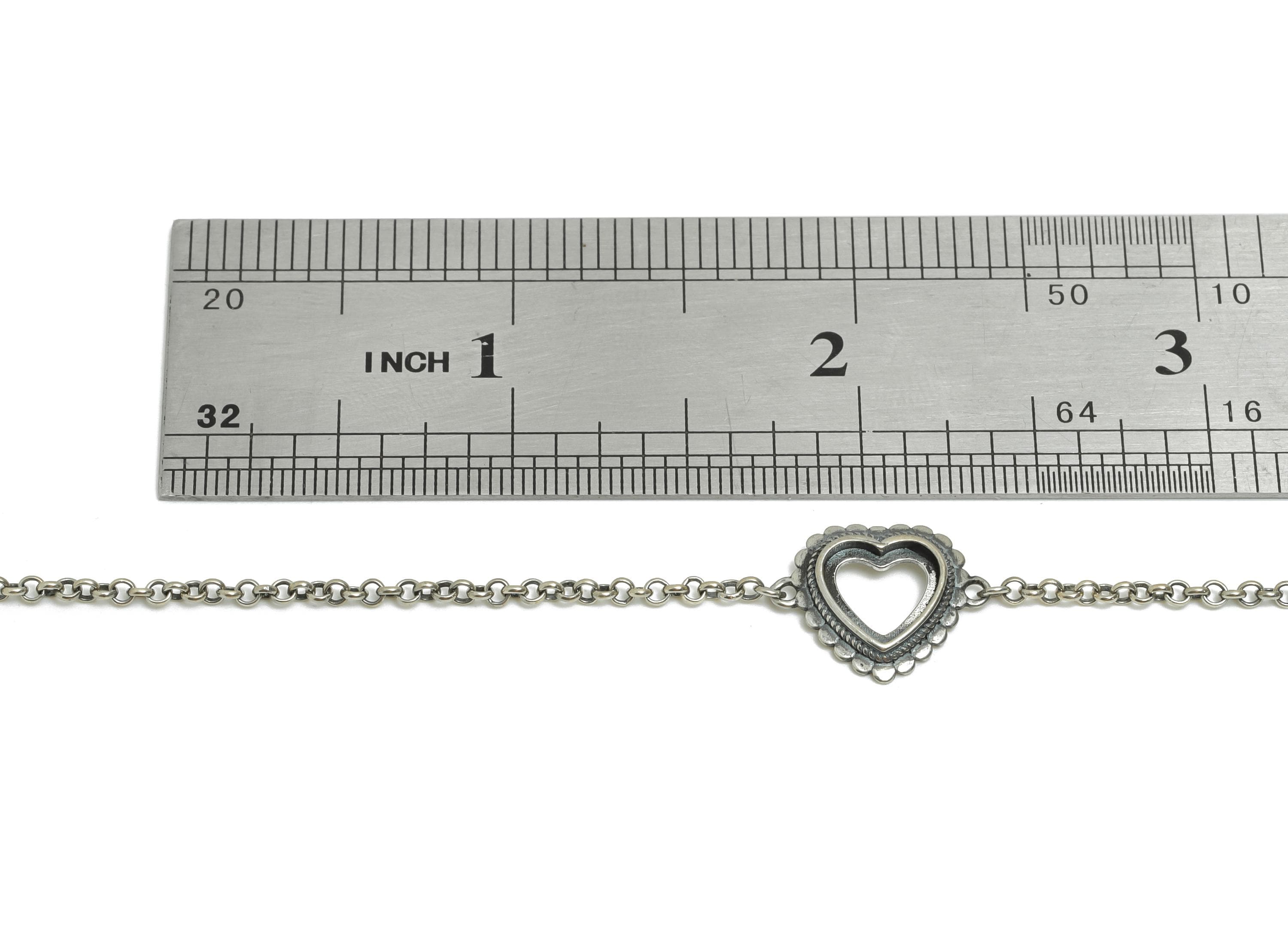 10mm Heart Cabochon Link Bracelet - 20+4cm Adjustable Chain Bracelet Setting - Vintage 925 Sterling Silver Rhodium Plating Bracelet - SI1032 - DOMEDBAZAAR