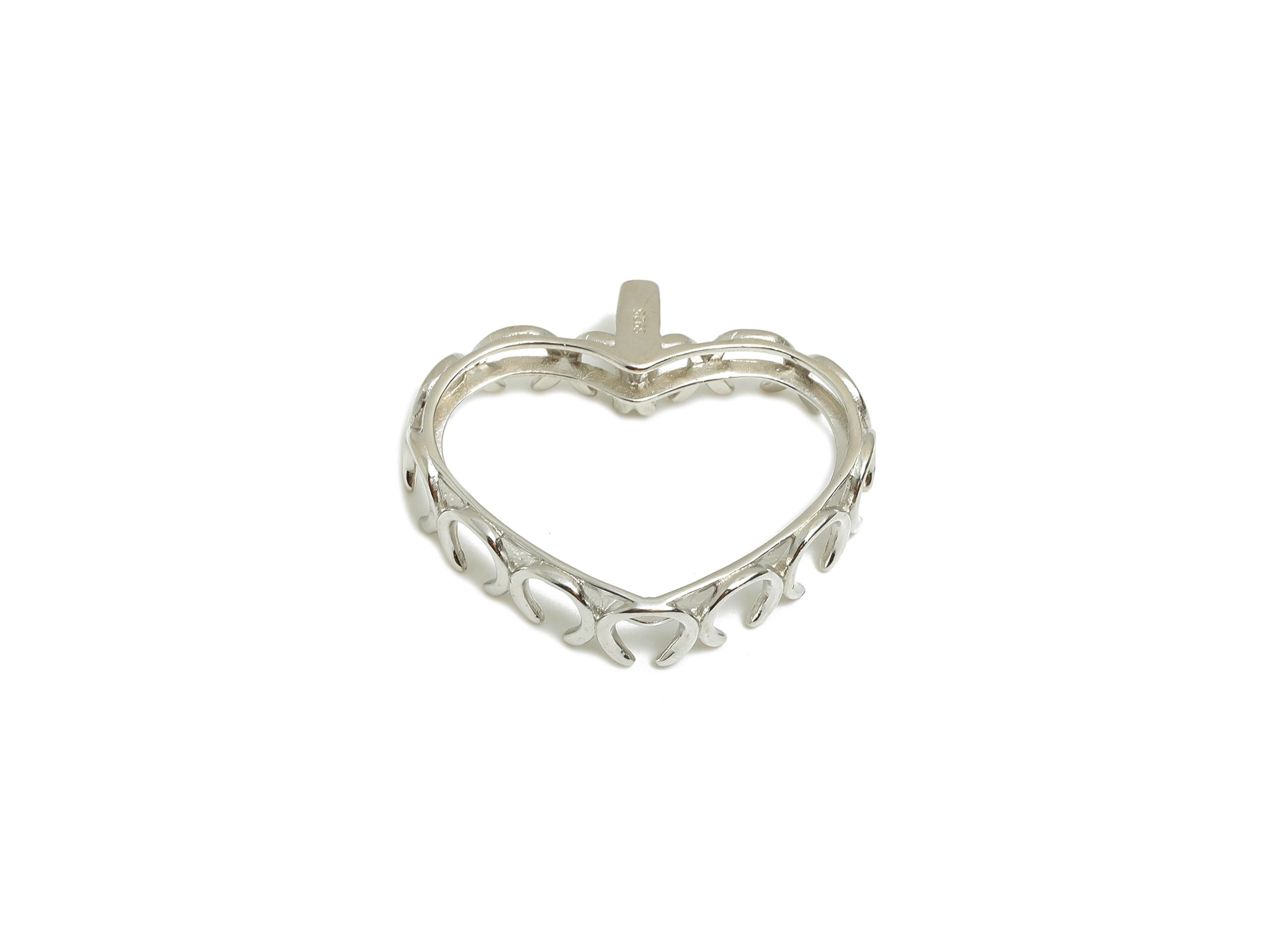 Silver Heart Pendant Setting - 23mm Cabochon Pendant Base - 925 Sterling Silver - Prong Heat Pendant - DIY Customizable Prong Pendant-SI1094 - DOMEDBAZAAR