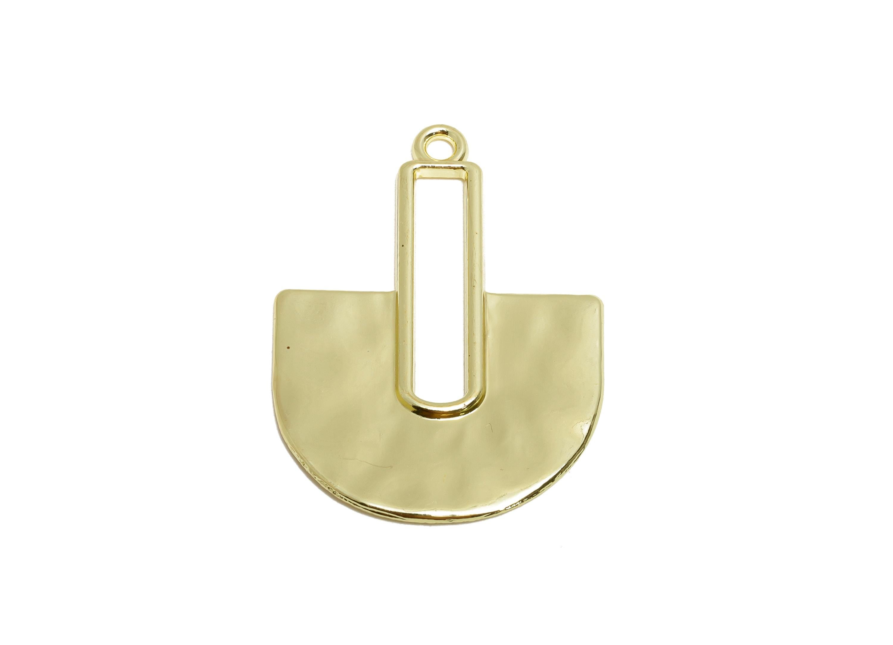 Alloy Geometry Charm - Modern Jewelry Component - Minimalist Gold Plated Charm - DIY Earring Making Supplies - 40x29.1x1.81mm - AC3545 - DOMEDBAZAAR
