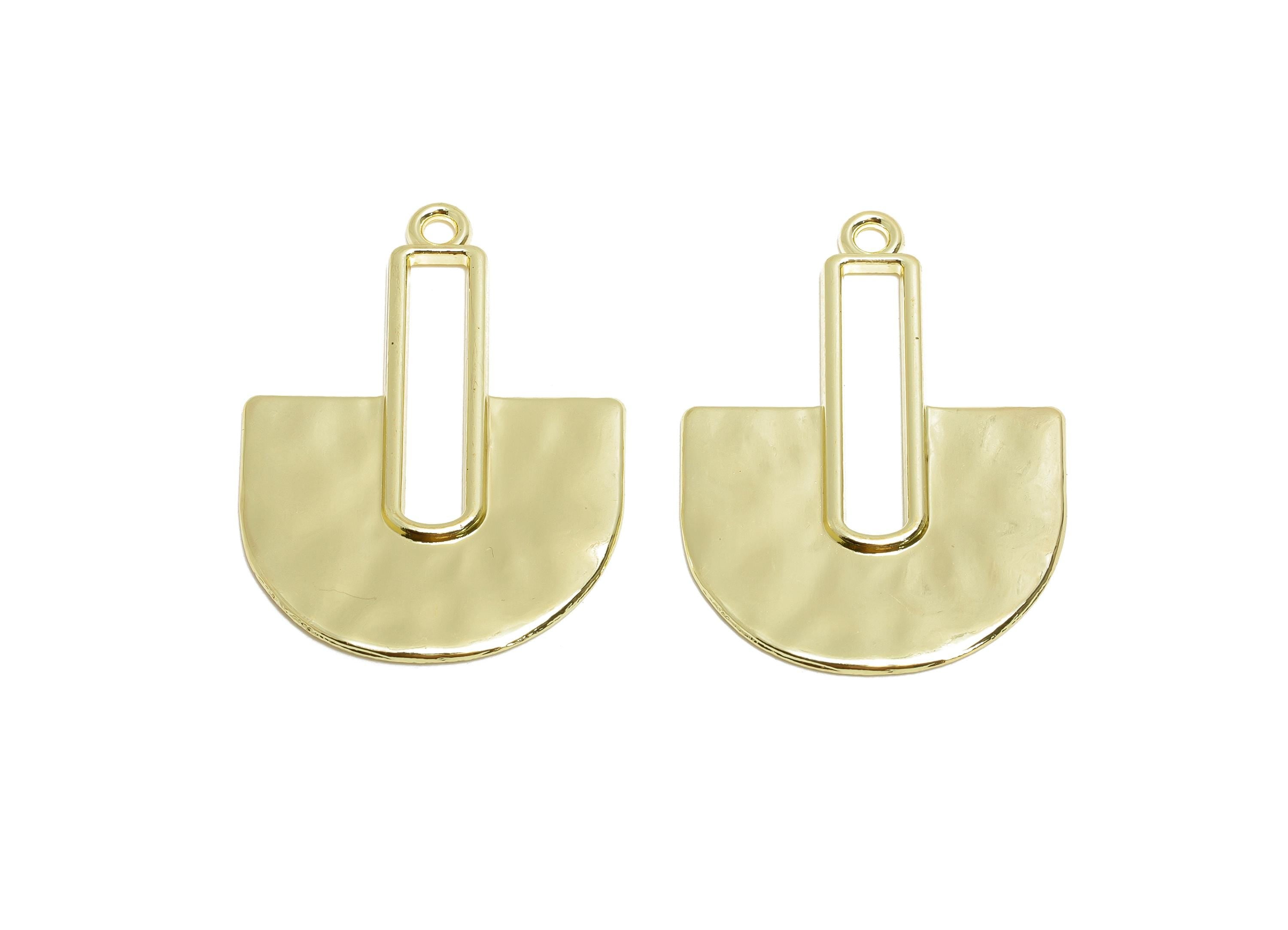 Alloy Geometry Charm - Modern Jewelry Component - Minimalist Gold Plated Charm - DIY Earring Making Supplies - 40x29.1x1.81mm - AC3545 - DOMEDBAZAAR