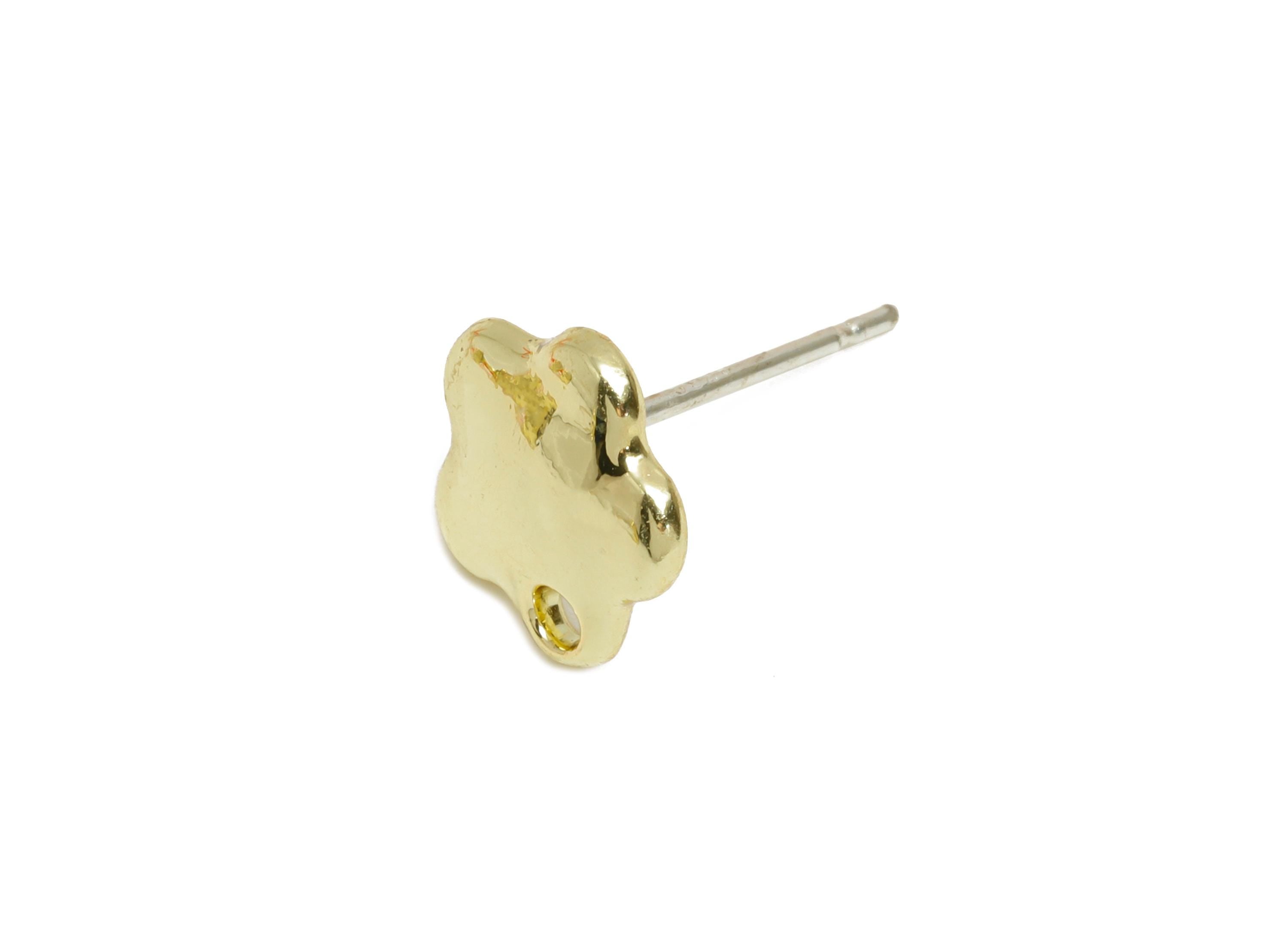 Alloy Flower Earring Stud - Cute Metal Floral Earring with Holes - DIY Earring Jewelry Making - KC Gold Tone Plated - 9.3x9.17x2mm - AC3583B - DOMEDBAZAAR