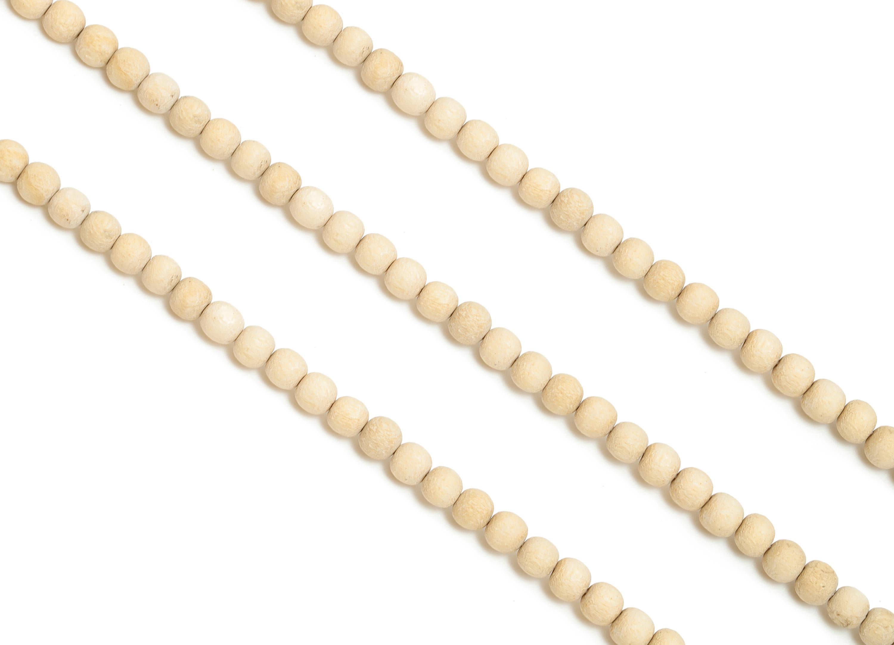 4.5mm Natural Wood Round Bead - Handmade 15.5inch/1 Strand Bead - For Bracelet Necklace - Wooden Beading Supplies - DIY Craft Bead - AC3445 - DOMEDBAZAAR