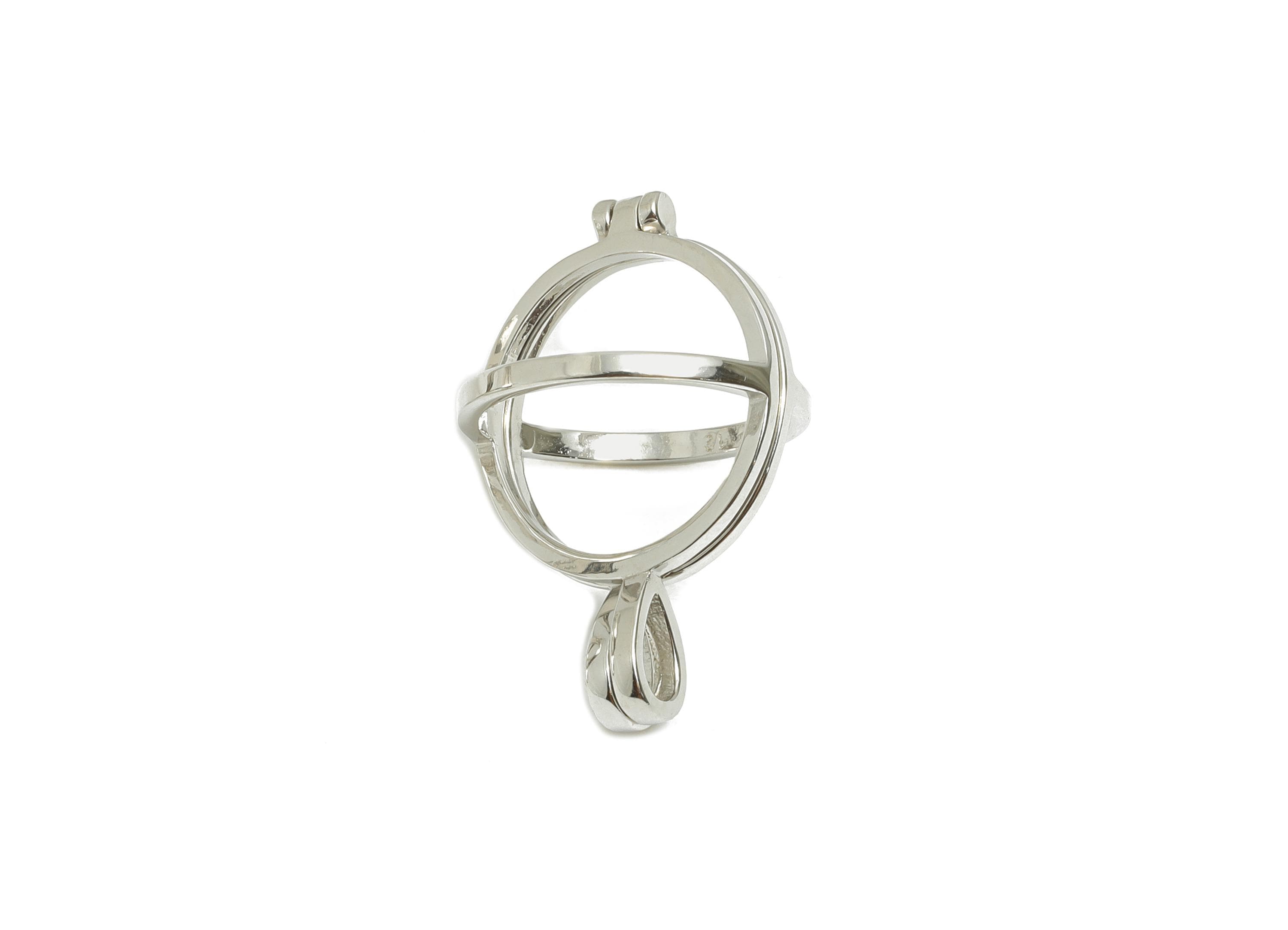 Openable Cage Pendant Setting - Locket Pendant Base - 925 Sterling Silver - Openable Round Pendant Frame - Sphere Cage Jewelry Base - SI1106 - DOMEDBAZAAR