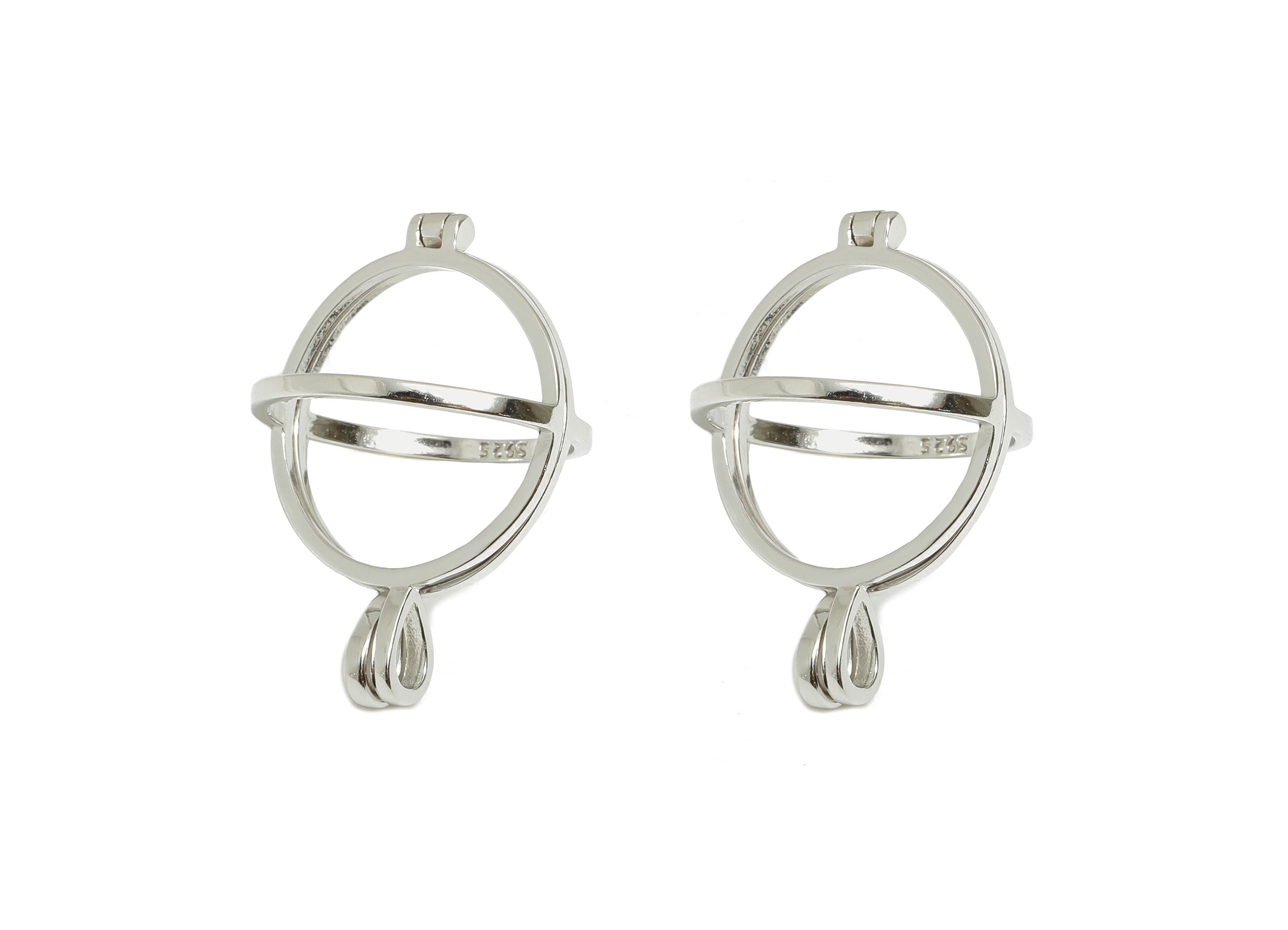 Openable Cage Pendant Setting - Locket Pendant Base - 925 Sterling Silver - Openable Round Pendant Frame - Sphere Cage Jewelry Base - SI1108 - DOMEDBAZAAR