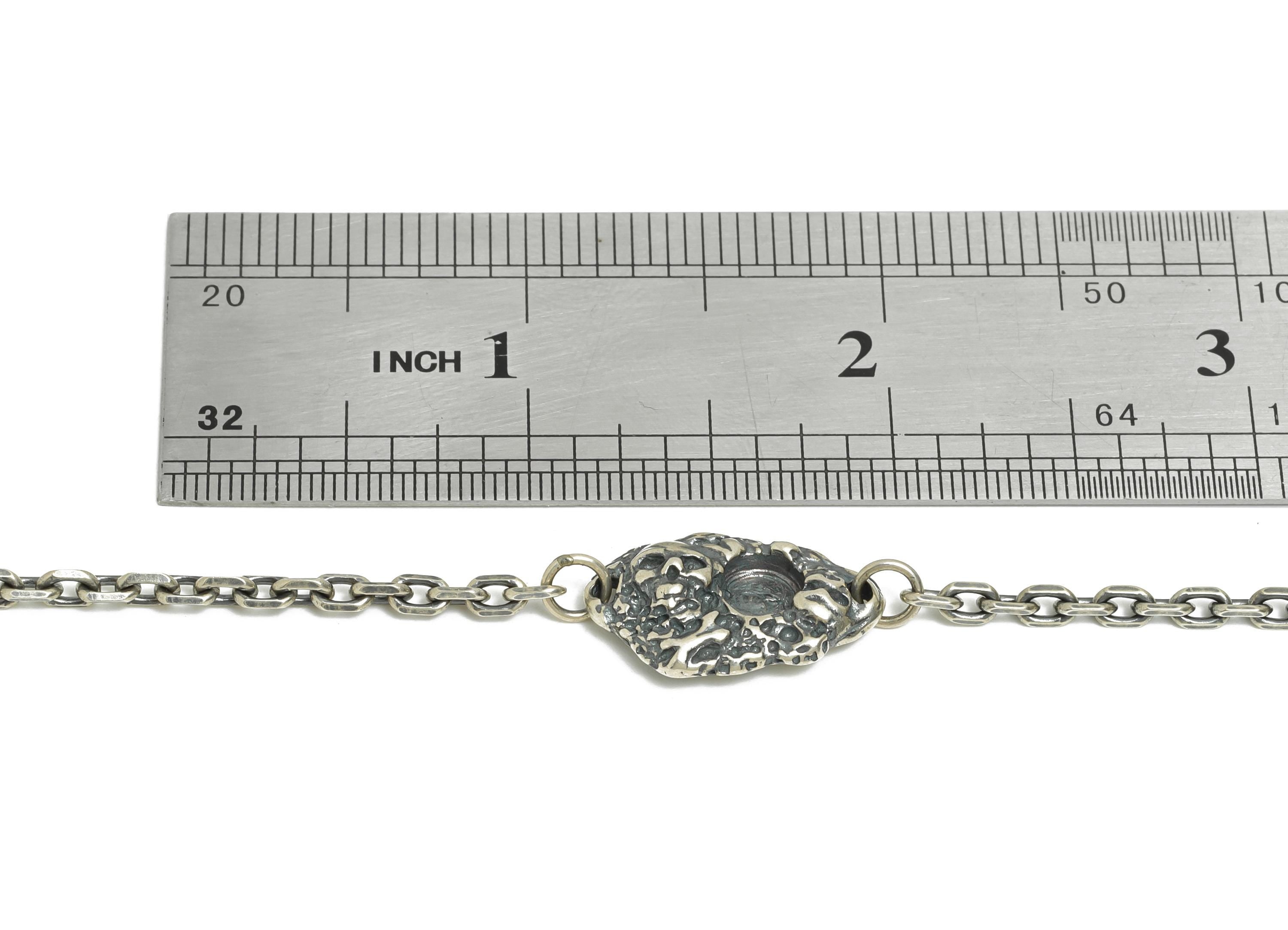 6mm Organic Texture Bracelet Cabochon Base - 925 Sterling Silver Bracelet Setting - Chunky Chain Bracelet - Rhodium Plating - SI1080 - DOMEDBAZAAR