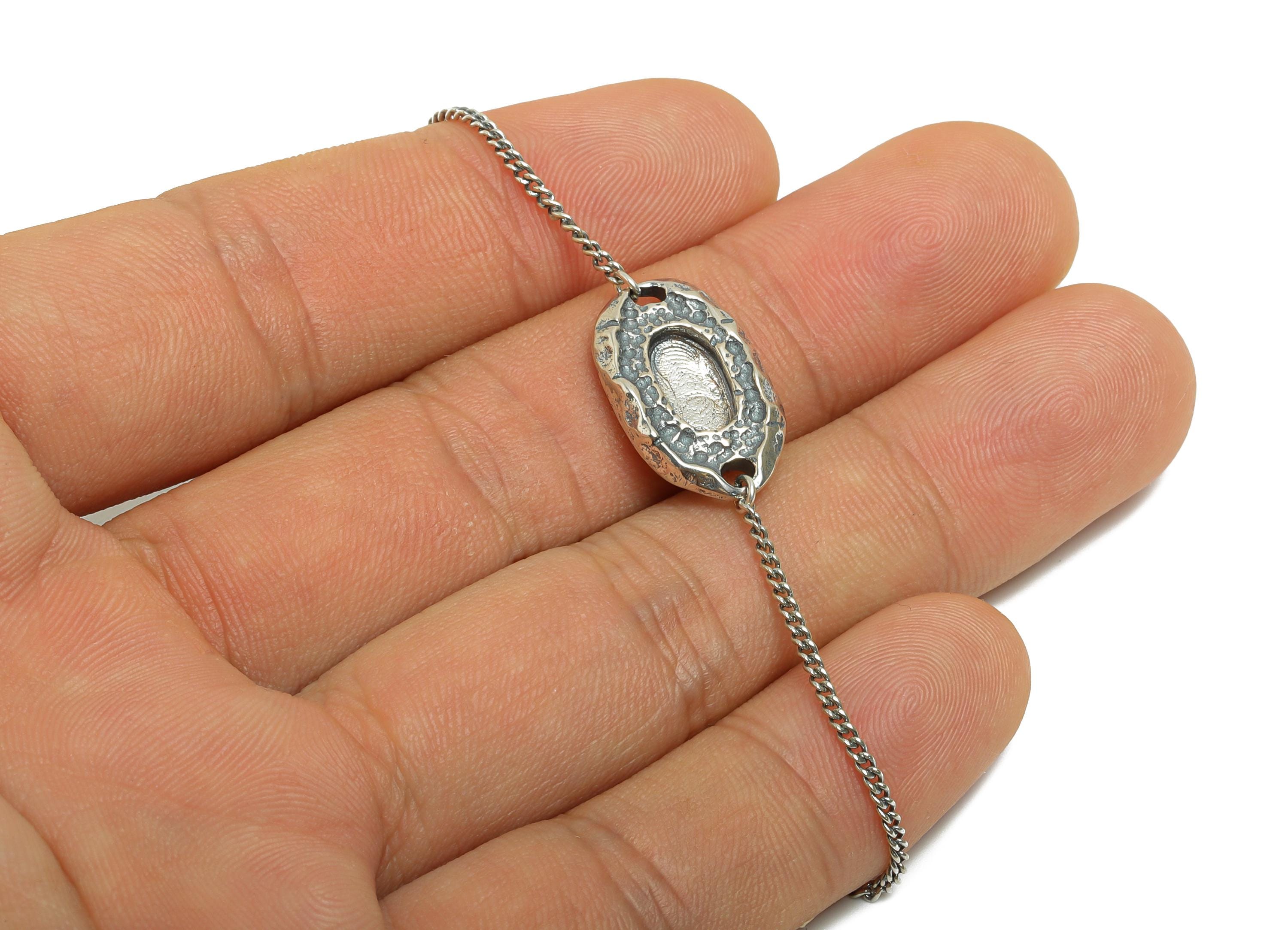 5*10mm Organic Oval Bracelet Cabochon Base - 925 Sterling Silver Bracelet Setting - Chunky Chain Bracelet - Rhodium Plating - SI1073 - DOMEDBAZAAR