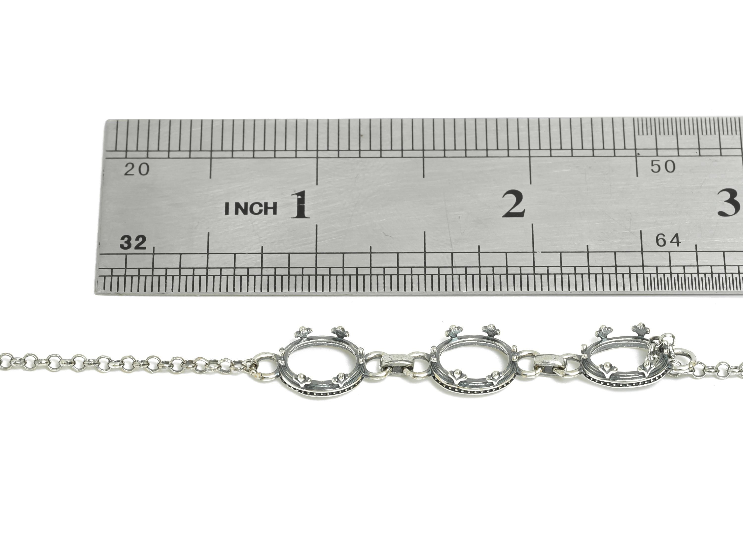 7*9mm Multi Cabochon Bracelet Base - Handmade 925 Sterling Silver Bracelet Setting - Oval Bezel Bracelet Base - Rhodium Plating - SI1075 - DOMEDBAZAAR