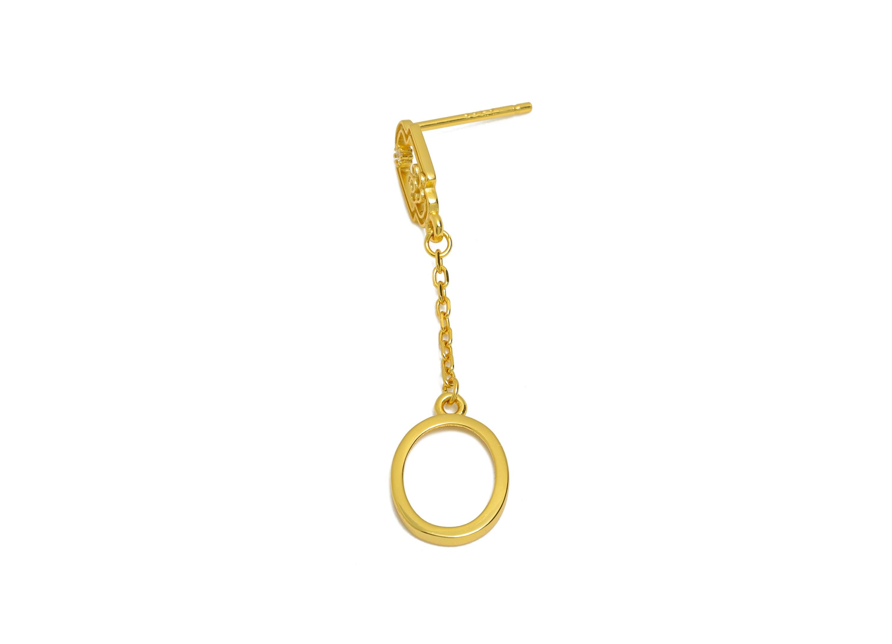 8*10mm Oval Dangle Earring Setting - 925 Sterling Silver Earring Base with Zircon - Cabochon Earring Setting - 18K Real Gold Plated - SI1053 - DOMEDBAZAAR