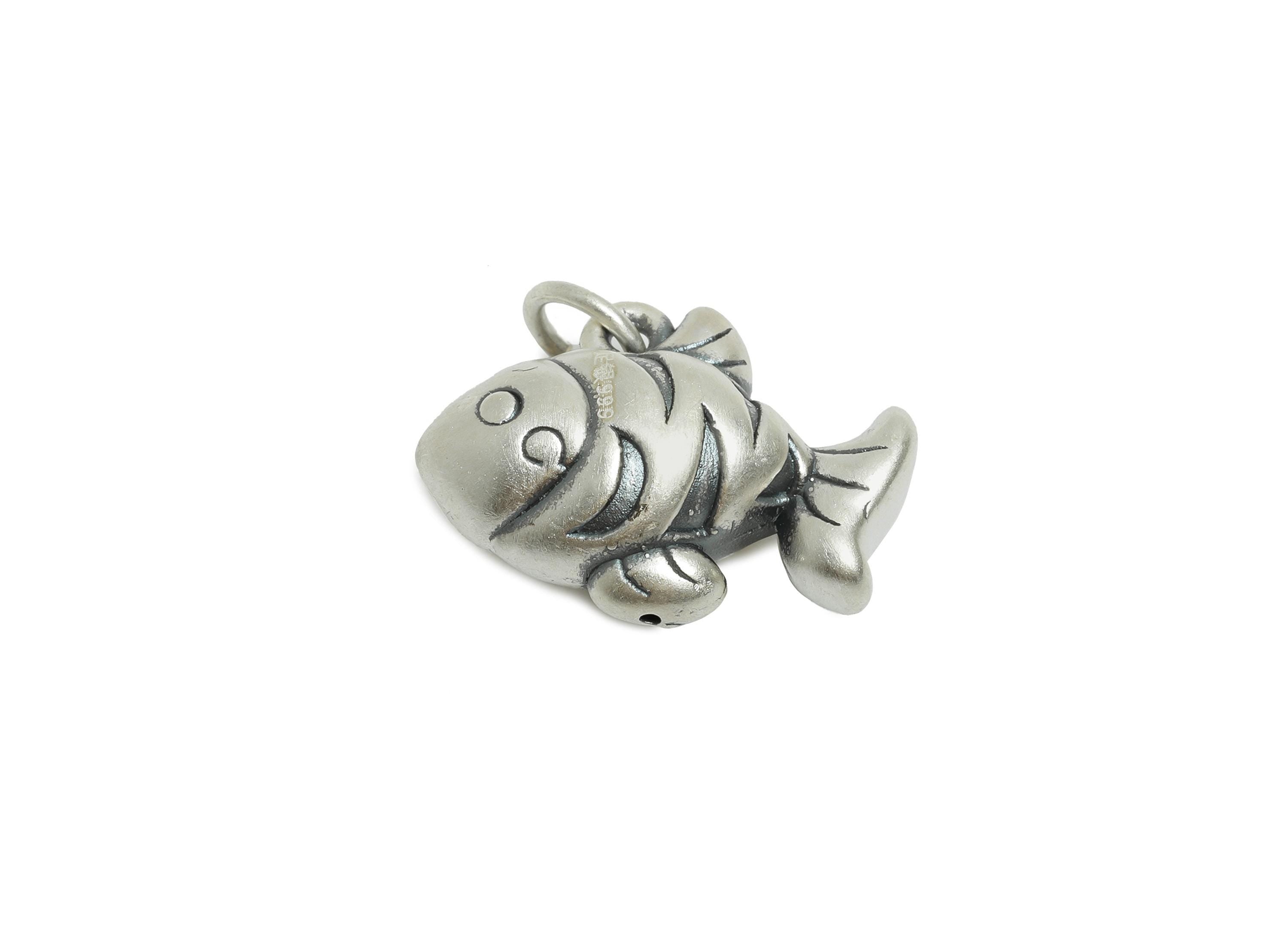 Cute Fish Handwoven Bracelet Jewelry - Marine Life Charm for Bracelets - Braided Bracelet Charm - Pure Silver 999 - 19.94x14x8.53mm - SI1150 - DOMEDBAZAAR