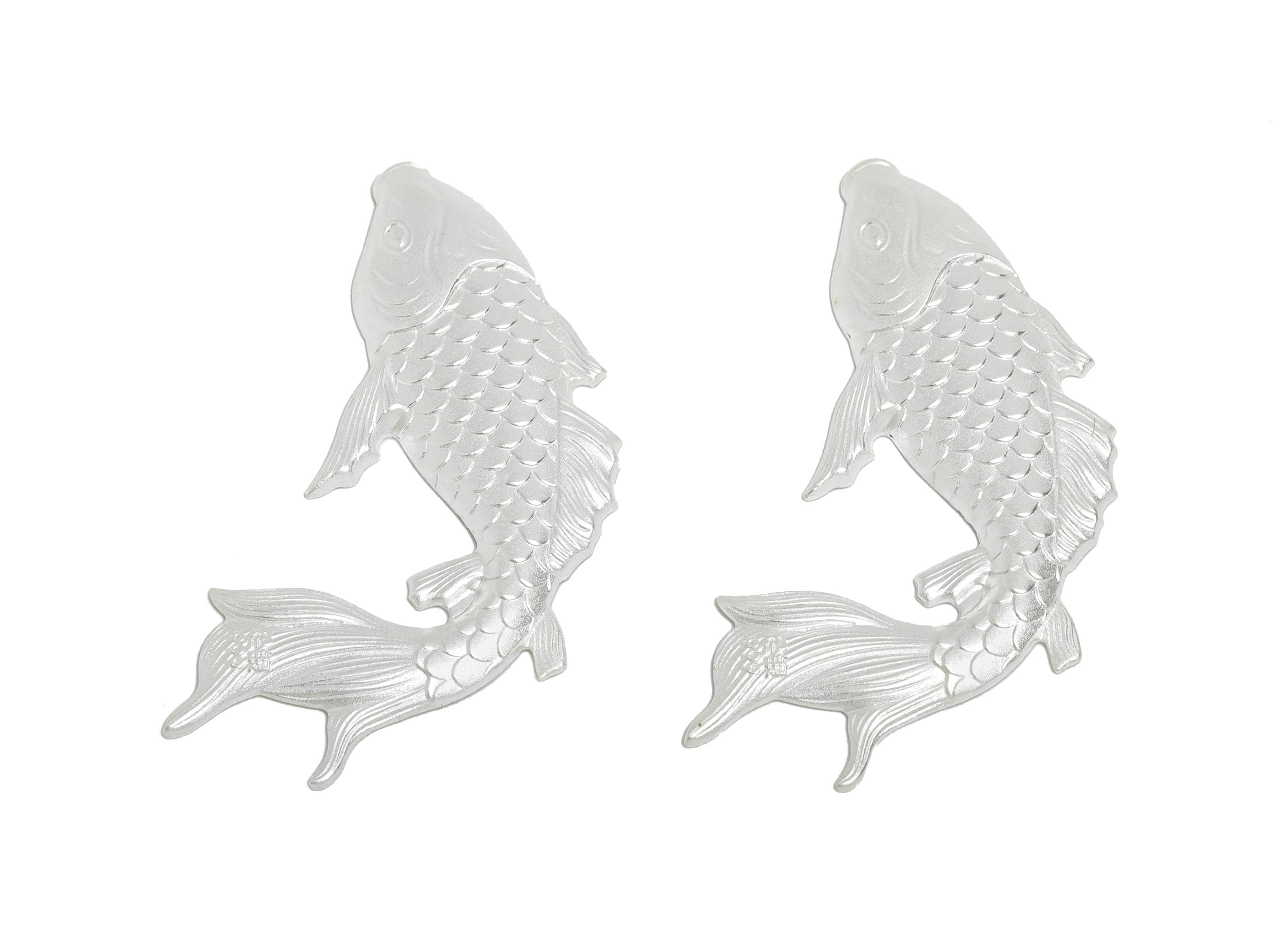 Silver Koi Relief - Artisan Lucky Fish Shape Filigree Jewelry - Pure Silver 999 - Marine Life Relief for Collection - 45x28x2.5mm - SI1113 - DOMEDBAZAAR