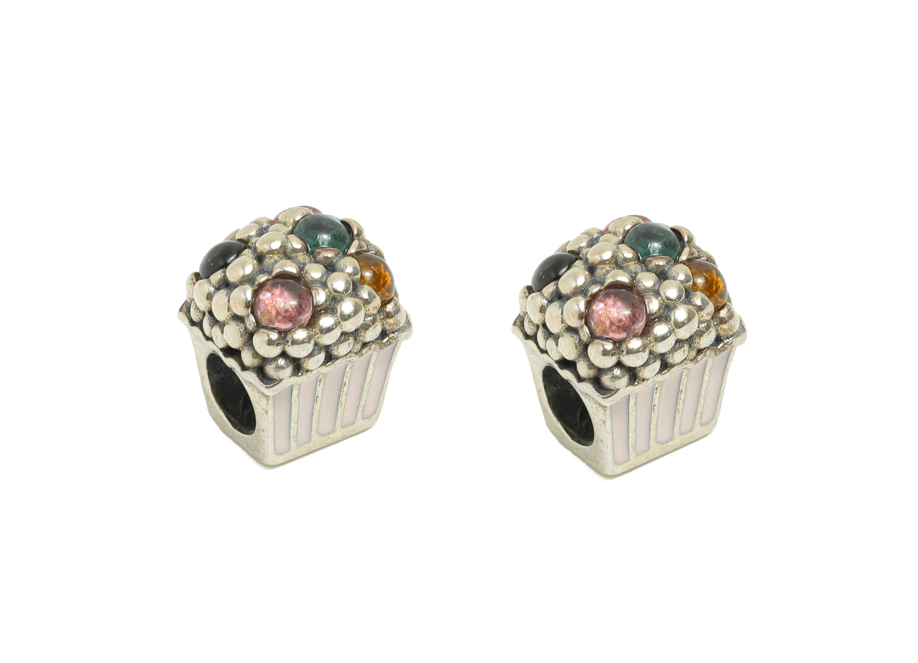 Tourmaline Cupcake Bead - Enamel Cupcake Spacer Bead - Jewelry Making Supplies - Whimsical Bead  - 925 Sterling Silver - 12x10x10mm-SI1166 - DOMEDBAZAAR