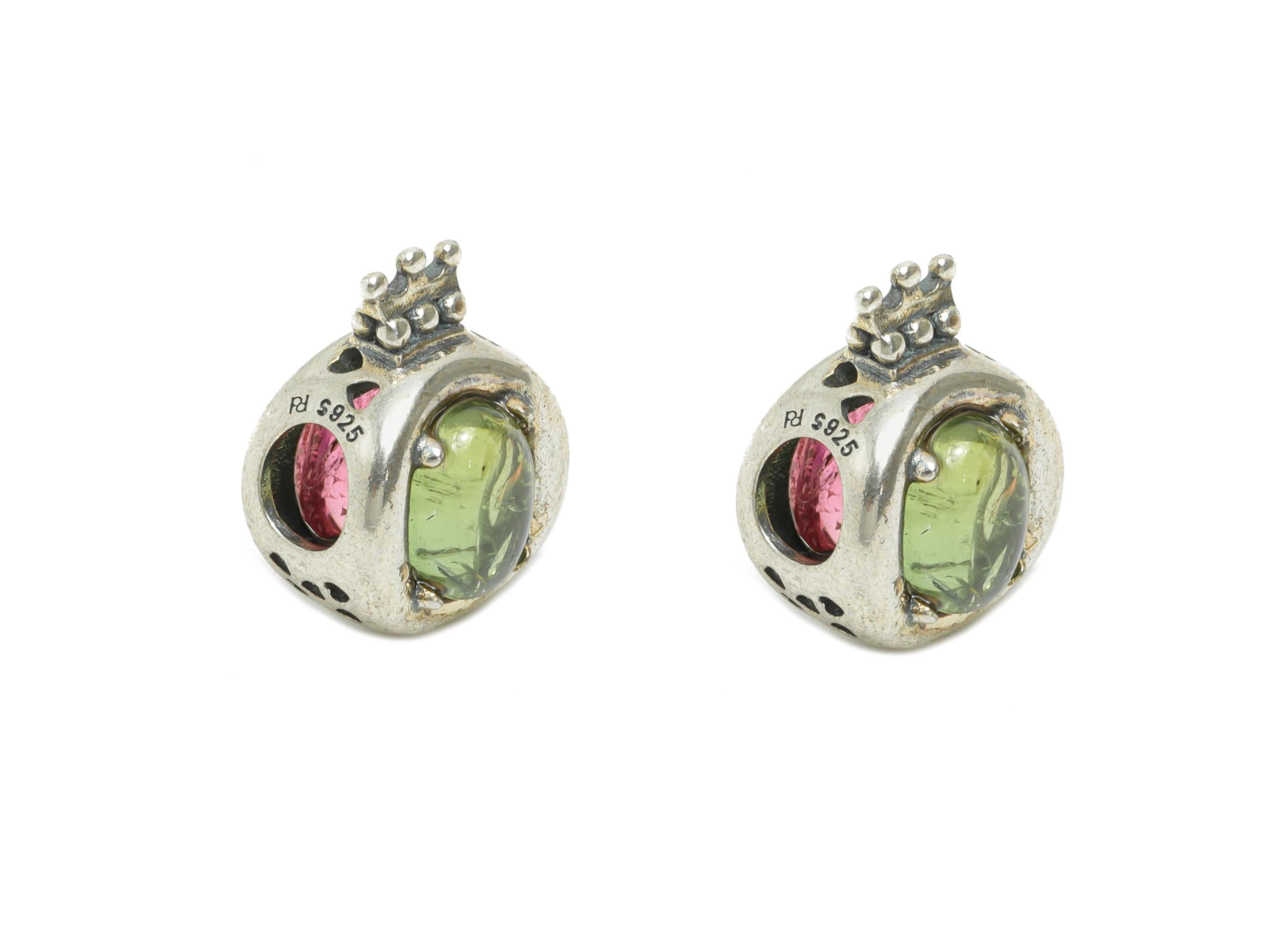 925 Sterling Silver Crown Bead - Tourmaline Vintage Bracelet Jewelry Finding - Jewelry Making Supplies - Pandora Bead - 15x11x10mm - SI1171 - DOMEDBAZAAR