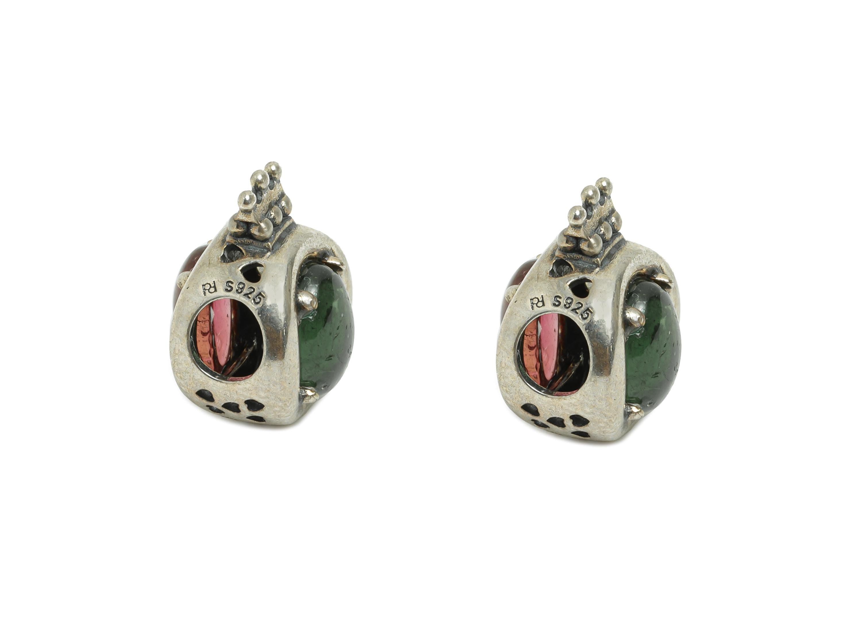 925 Sterling Silver Crown Bead - Tourmaline Vintage Bracelet Jewelry Finding - Jewelry Making Supplies - Pandora Bead - 15x11x10mm - SI1170 - DOMEDBAZAAR