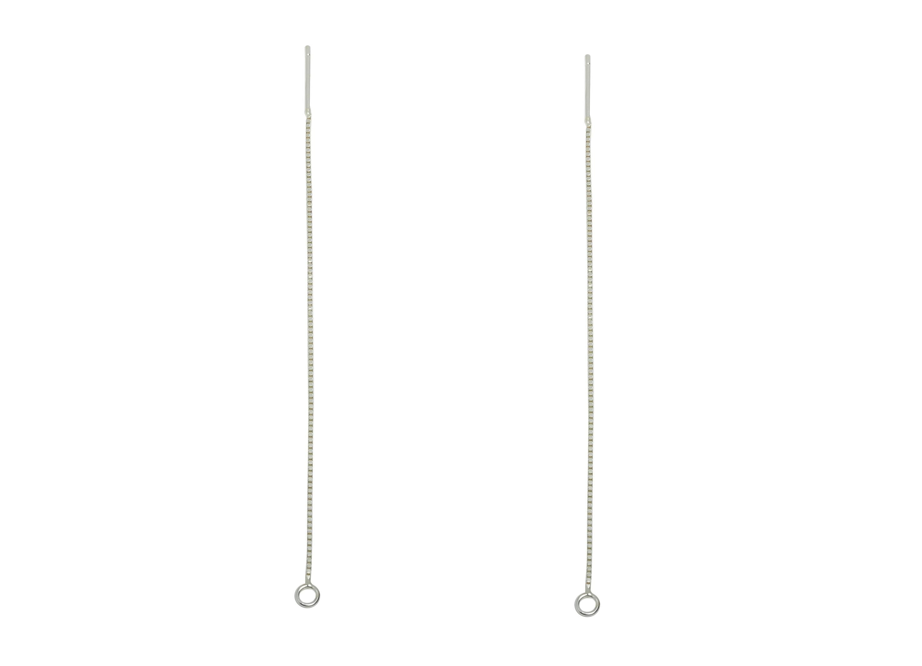 8cm Sterling Silver Tassel Earring Wire - Silver Chain Tassel Earring Wire with Loop - 925 Sterling Silver - Jewelry Accessories DIY -SI1157 - DOMEDBAZAAR