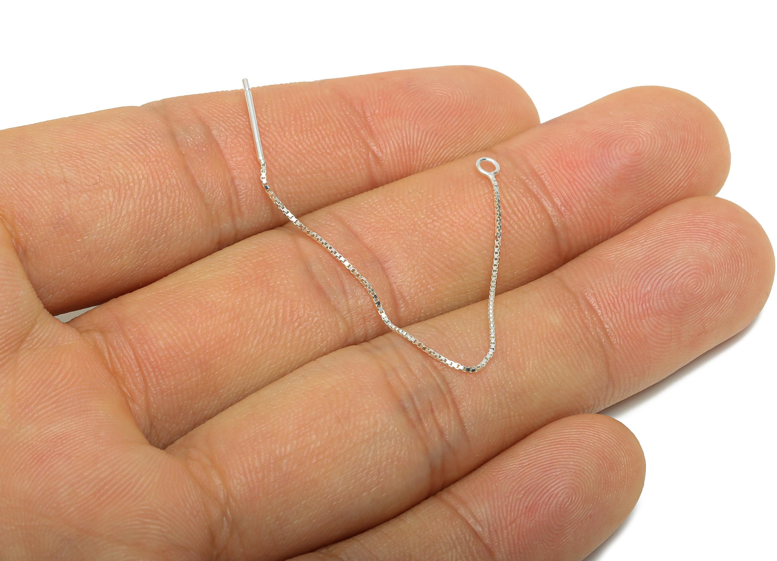 8cm Sterling Silver Tassel Earring Wire - Silver Chain Tassel Earring Wire with Loop - 925 Sterling Silver - Jewelry Accessories DIY -SI1157 - DOMEDBAZAAR