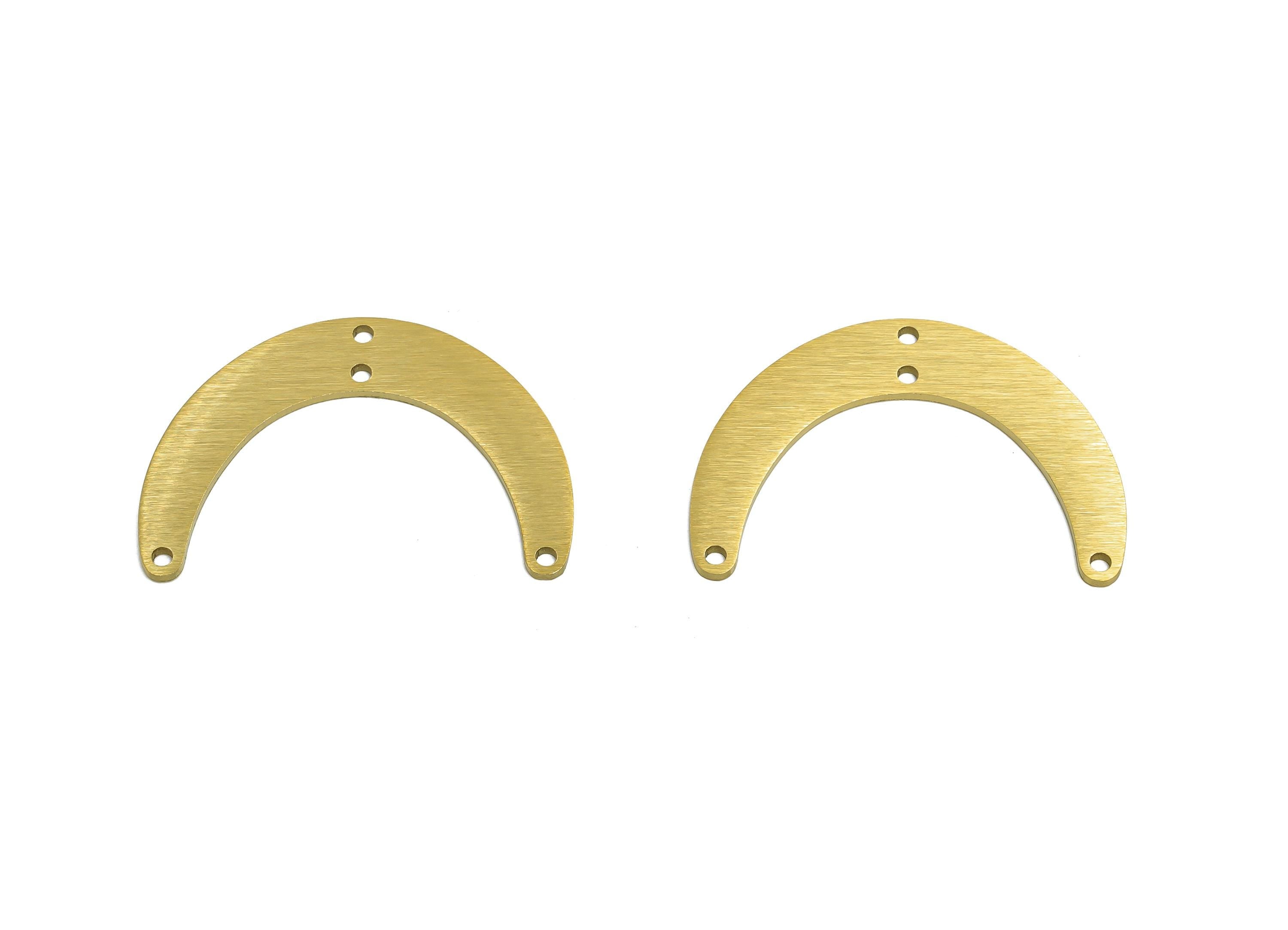 Steel Arch Connector Pendant - Minimalist Gold Curved Bar Pendant - Geometric Open Arch Charm - Real Vacuum Plated - 28.5x19.6x0.9mm -SS2756 - DOMEDBAZAAR