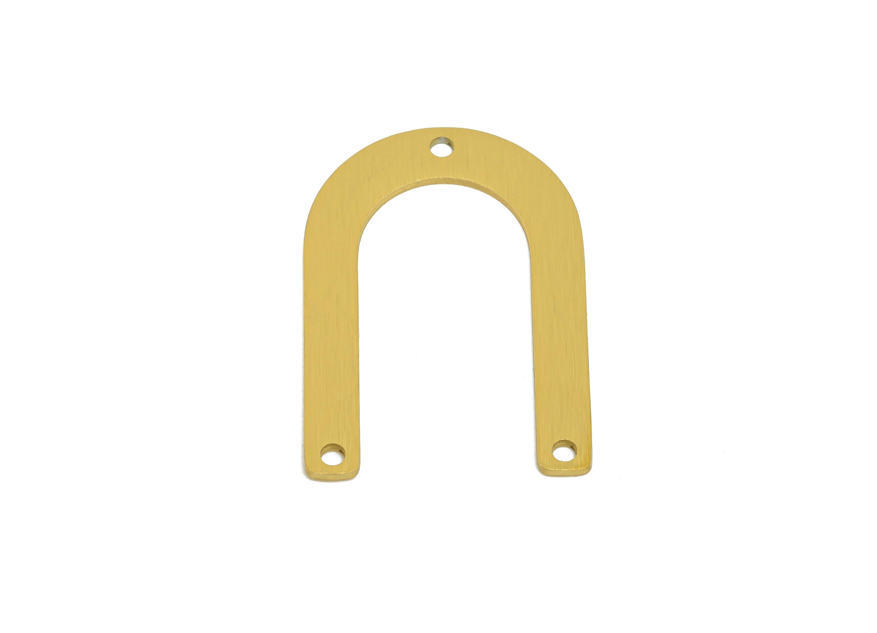 Gold Steel Horseshoe Connector - Steel Geometric U Shape Pendant - Minimalist Arch Pendant - Real Vacuum Plating - 28x19.7x0.9mm - SS2759 - DOMEDBAZAAR