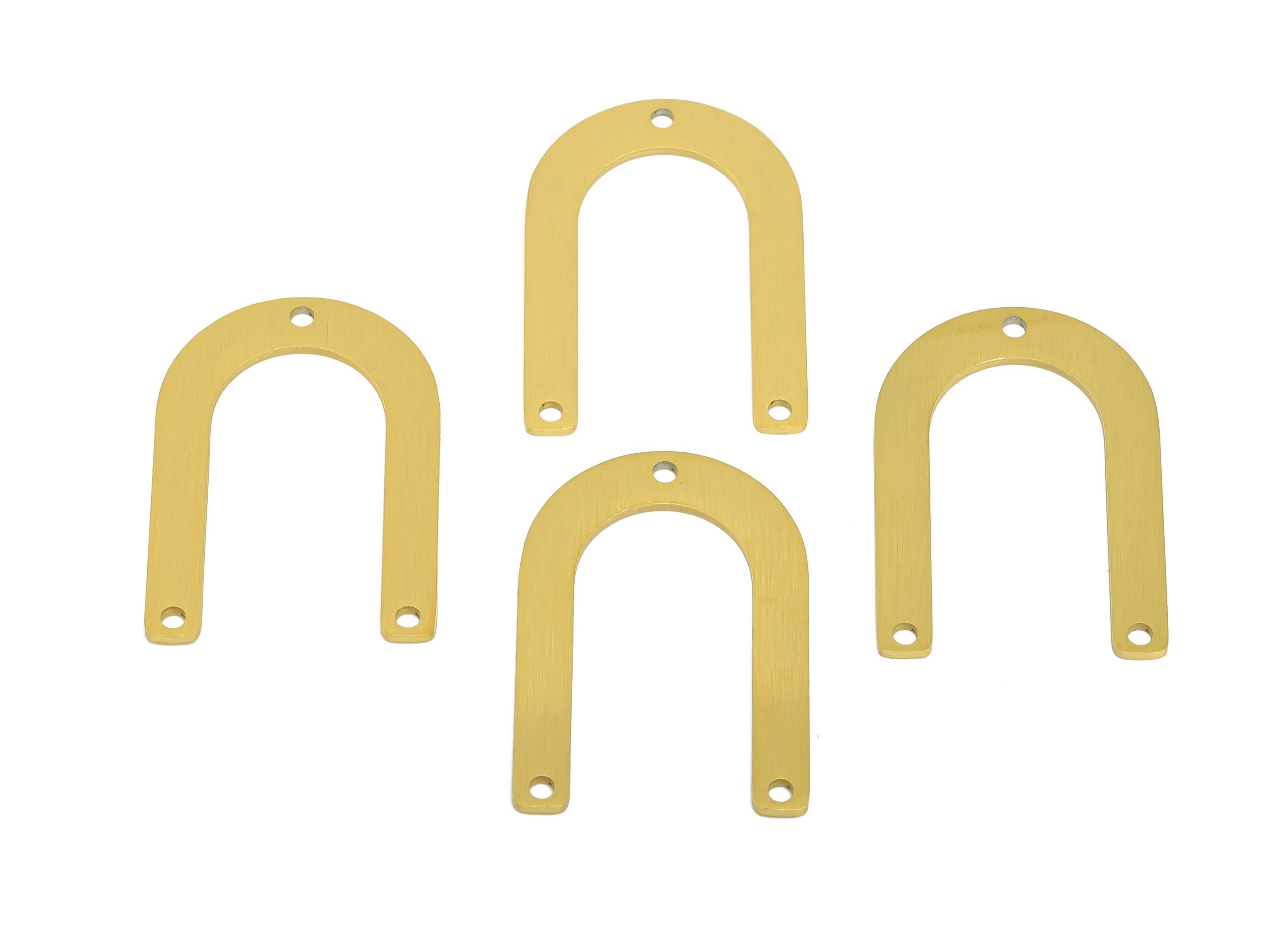 Gold Steel Horseshoe Connector - Steel Geometric U Shape Pendant - Minimalist Arch Pendant - Real Vacuum Plating - 28x19.7x0.9mm - SS2759 - DOMEDBAZAAR