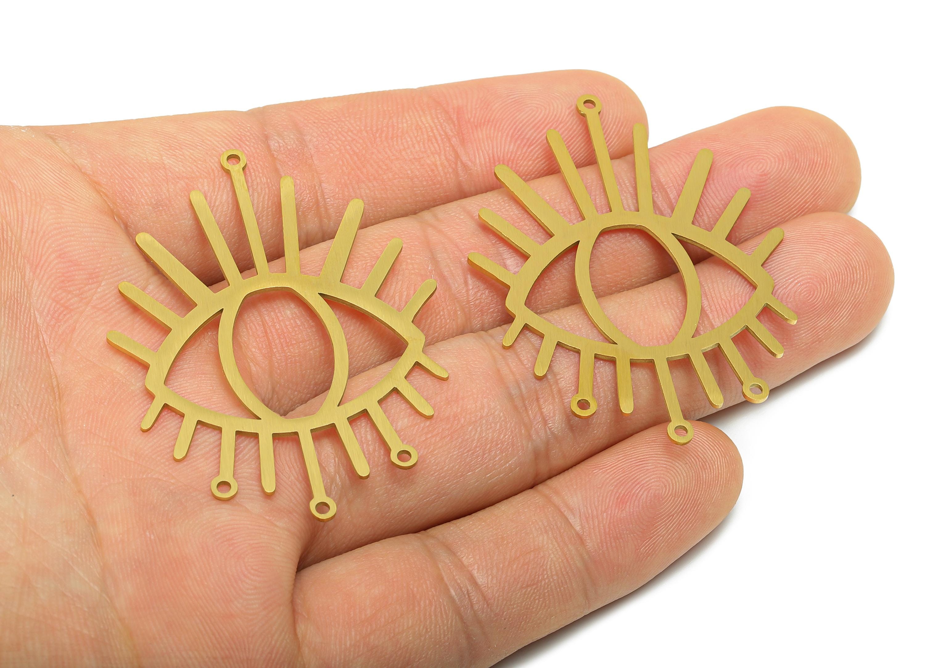 Sunburst Eye Pendant - Stainless Steel Eye Connector - Laser Cut Mystical Protection Charm - Real Vacuum Plated - 50.68x37.5x0.9mm - SS2762 - DOMEDBAZAAR