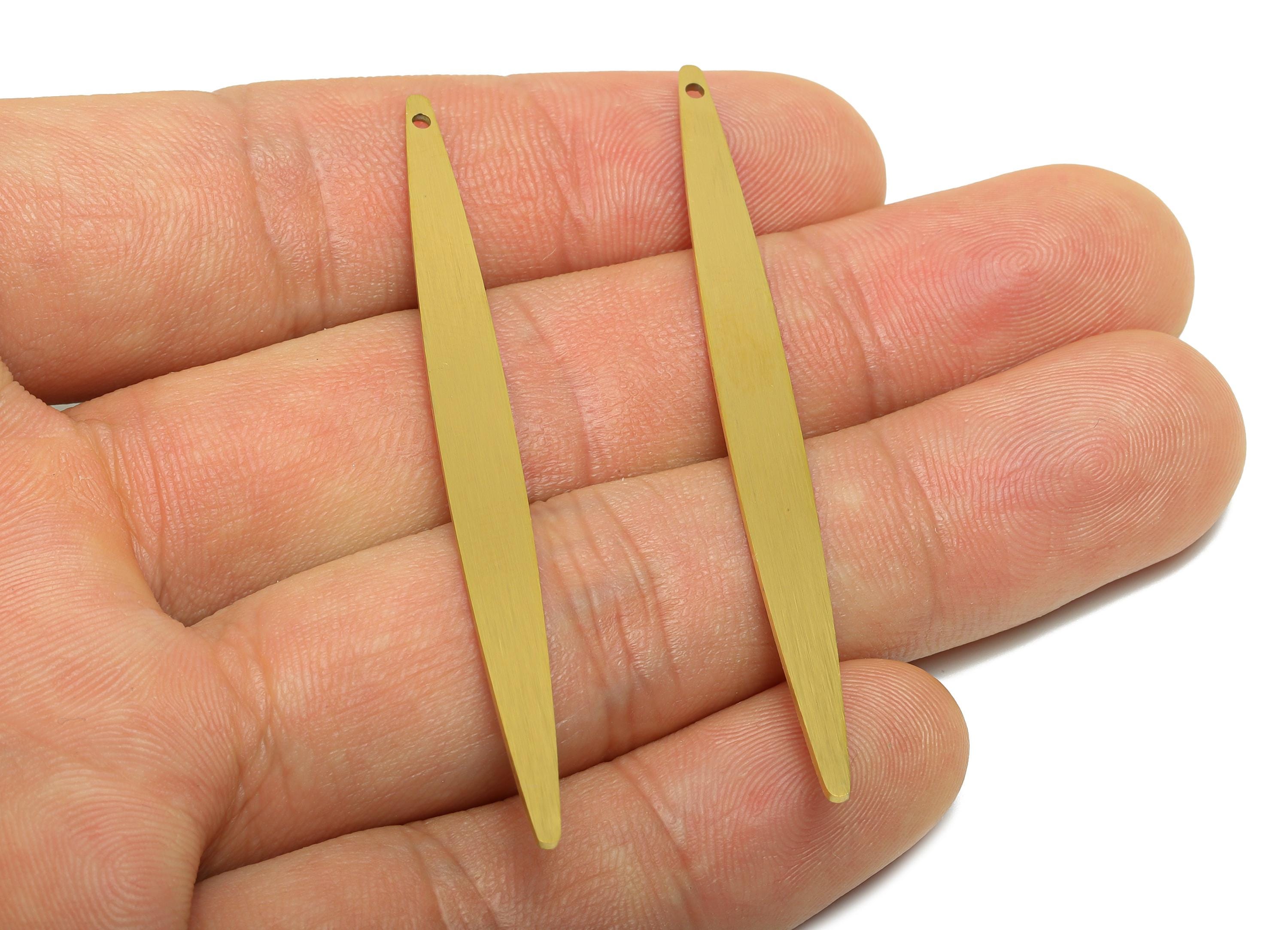 Steel Long Bar Pendant - Steel Stick Bar Charm - Cutout Metal Geometric Jewelry for Necklace - Real Vacuum Plated - 61.8x5x0.9mm - SS2764 - DOMEDBAZAAR