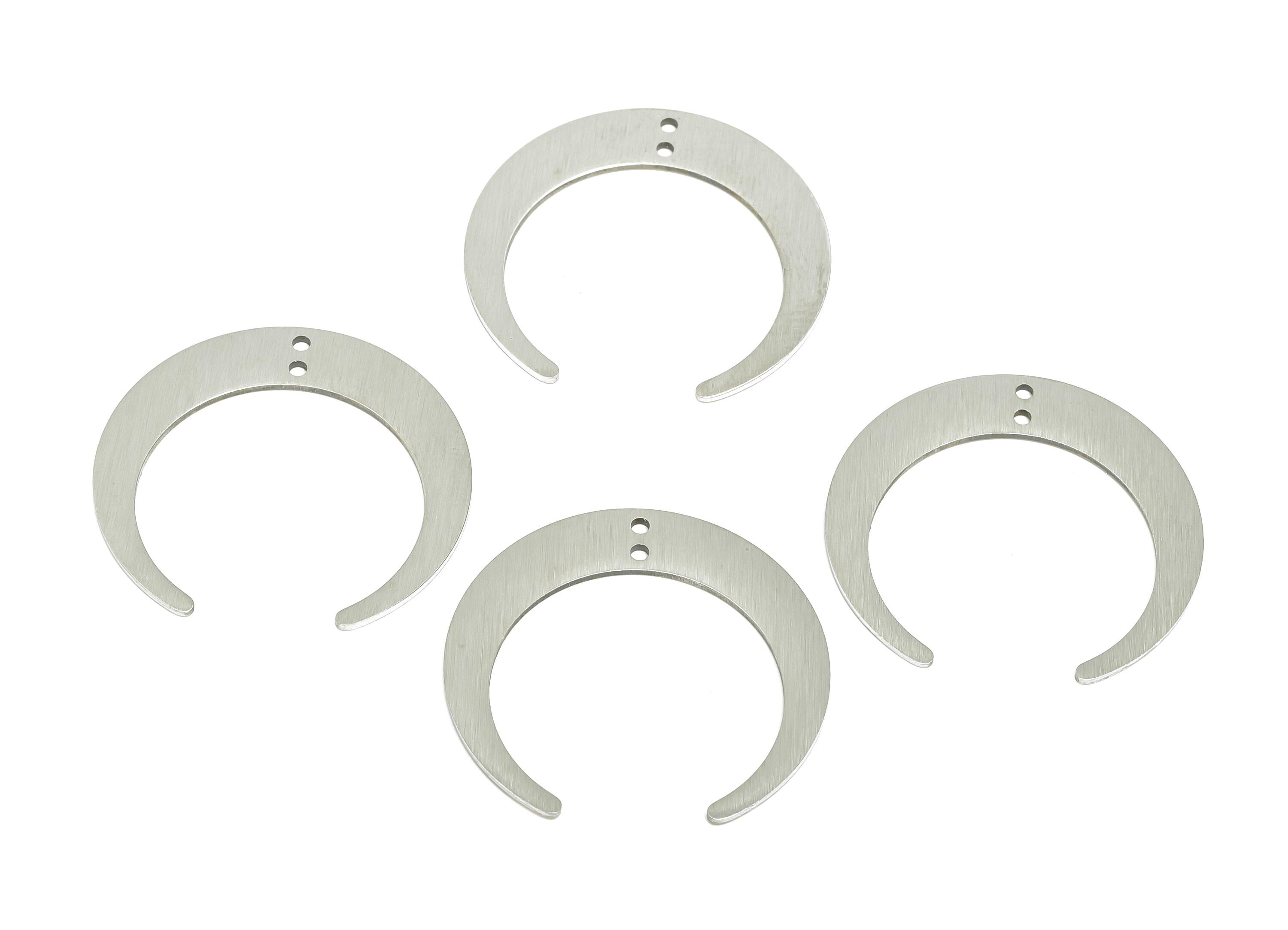 Steel Crescent Connector - Steel Open Lunar Pendant - Celestial Jewelry Supply - Double Hole Crescent Connector - 27.33x26.9x0.85mm - SS2768 - DOMEDBAZAAR