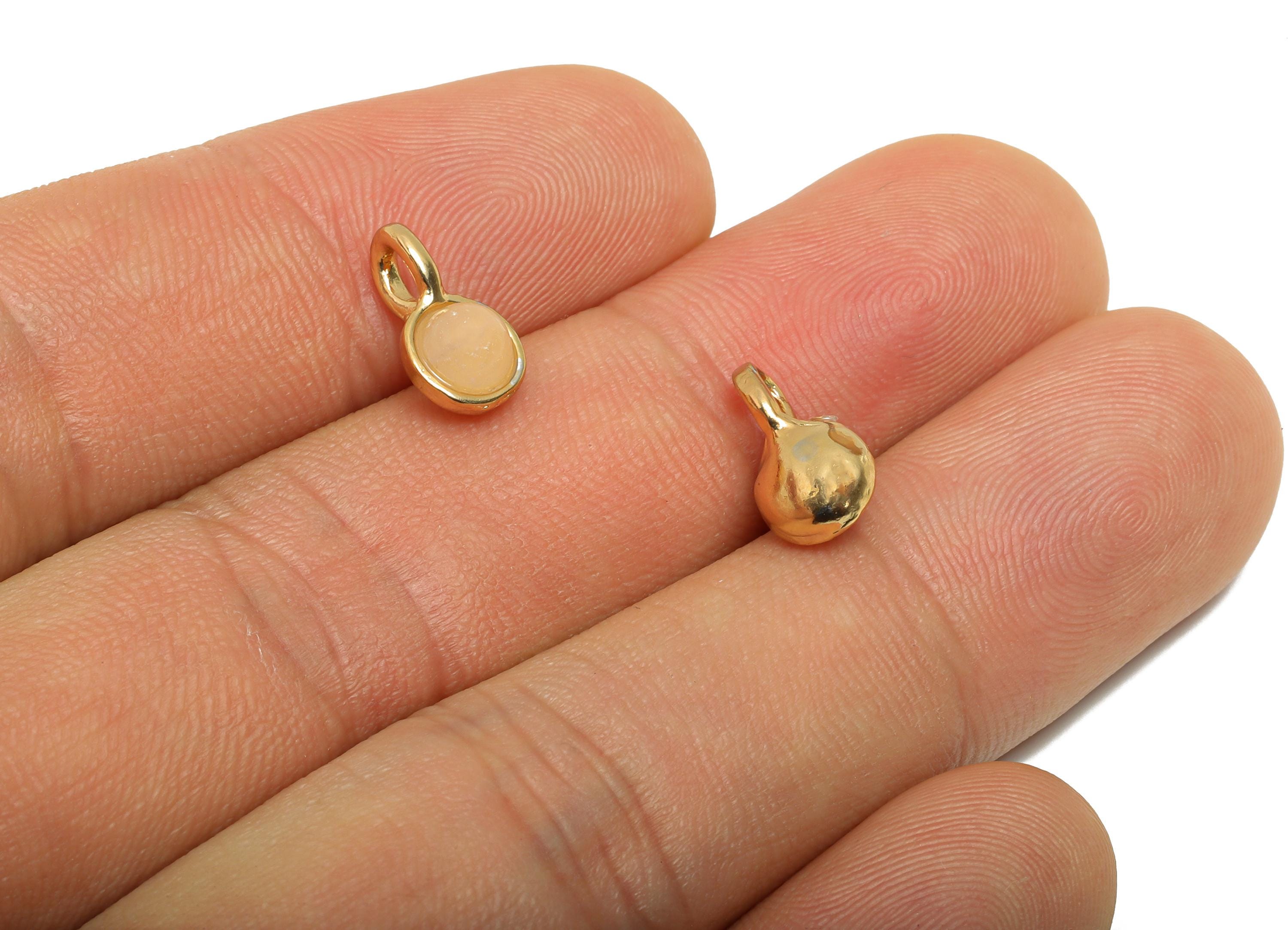 Pink Quartz Gemstone Charm - Gold Framed Charm - Craft Jewelry For Bracelet - Natural Stone Gemstone - Gold Tone Plating - 11x6x5mm - NS3123 - DOMEDBAZAAR