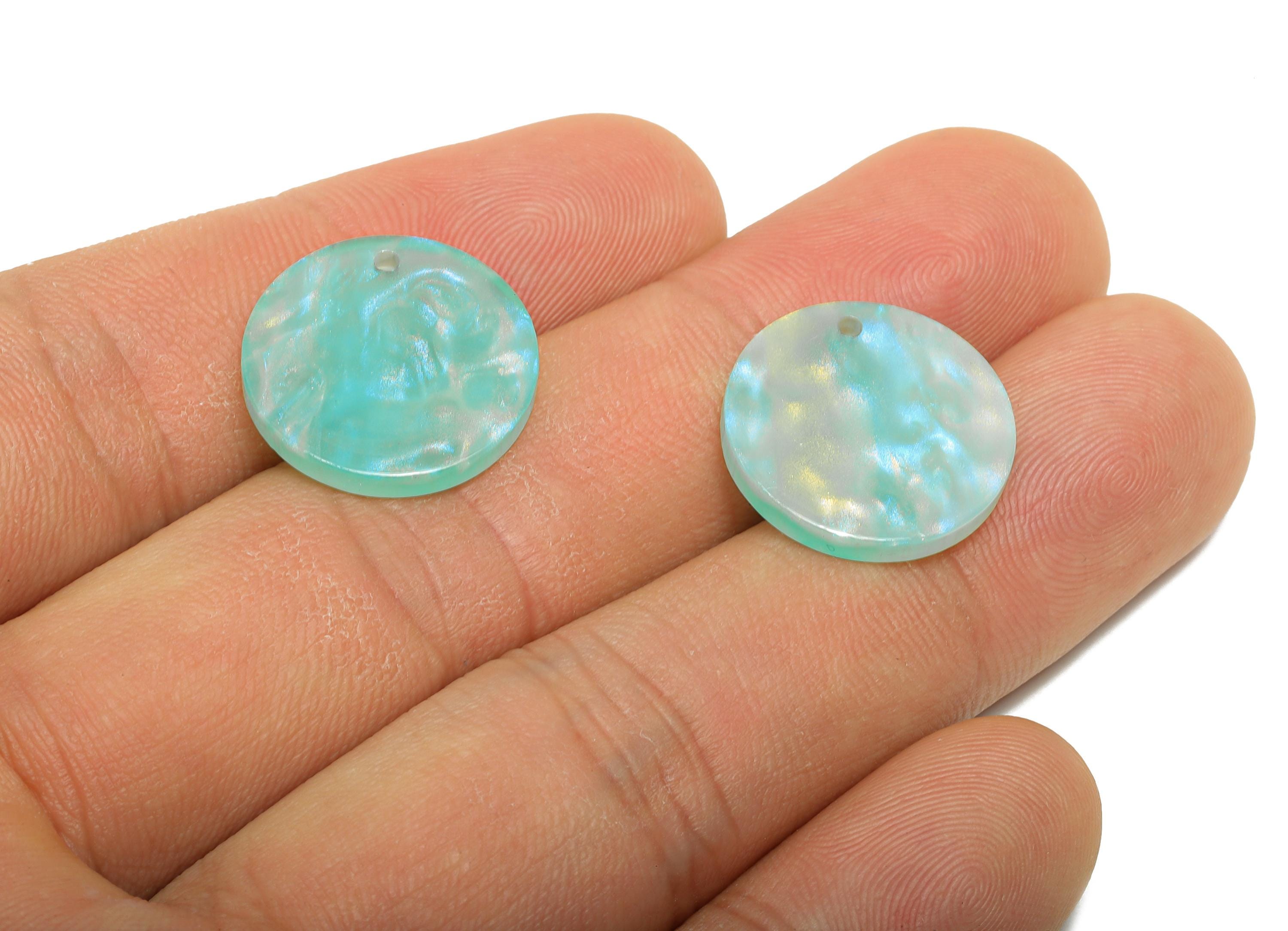 17mm Acetic Summer Earring Charm - Multicolor Round Flat Pendant - Handmade Craft Supply - Boho Jewelry Finding - 17.6x17x2mm - AC2693-A1084 - DOMEDBAZAAR