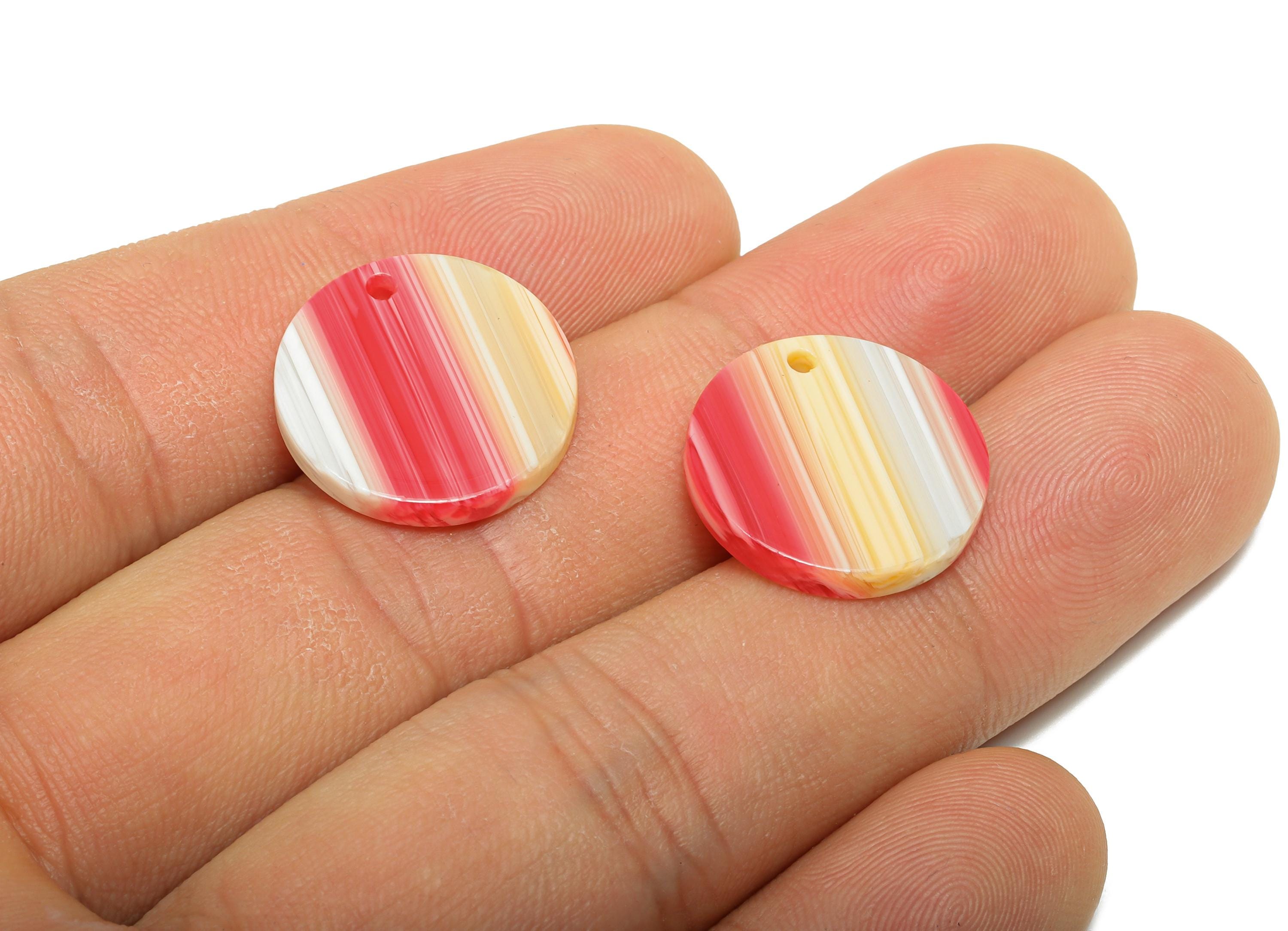 17mm Acetic Earring Charm - Striped Pendant - Rainbow Jewelry Component - DIY Jewelry Making - Summer Color Palette - 17x17x2mm-AC2693-A1075 - DOMEDBAZAAR