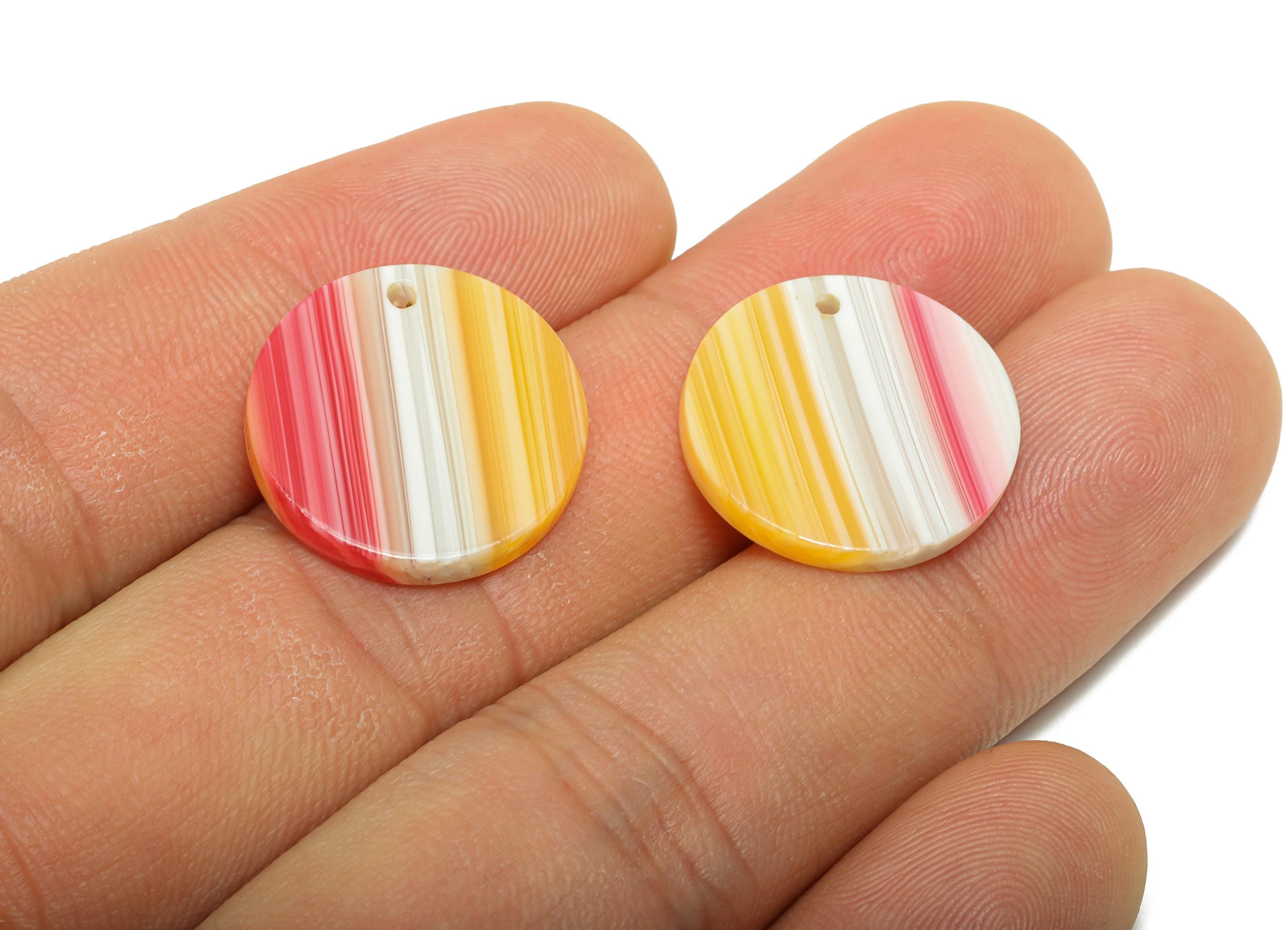 18mm Acetic Earring Charm - Striped Pendant - Rainbow Jewelry Component - DIY Jewelry Making - Summer Color Palette - 18x18x2mm-AC2695-A1075 - DOMEDBAZAAR