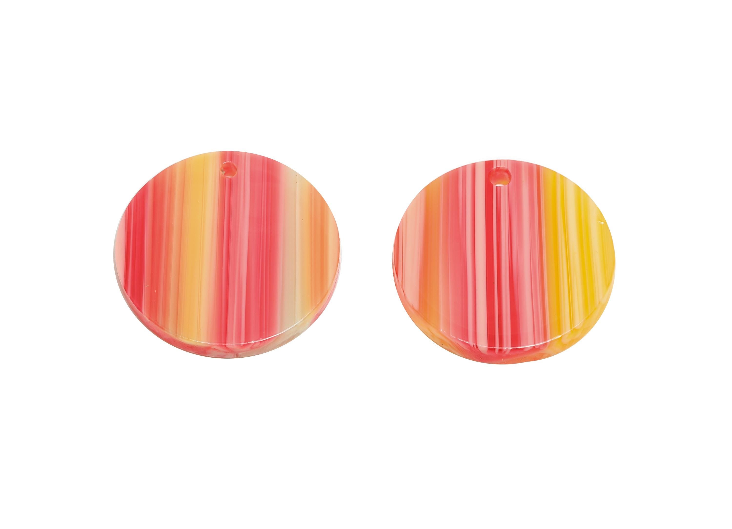 19mm Acetic Earring Charm - Striped Pendant - Rainbow Jewelry Component - DIY Jewelry Making - Summer Color Palette - 19x19x2mm-AC2697-A1075 - DOMEDBAZAAR