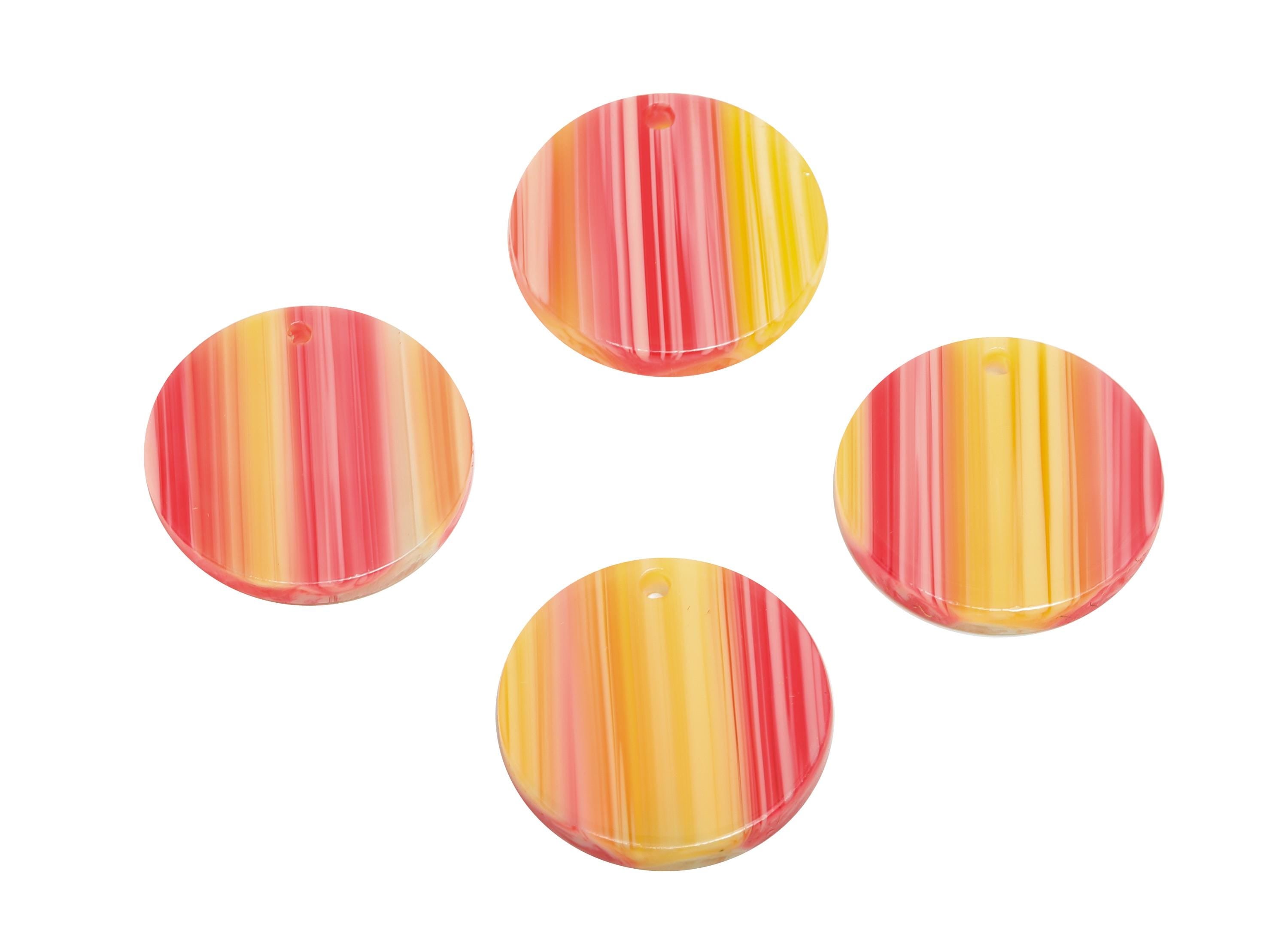 19mm Acetic Earring Charm - Striped Pendant - Rainbow Jewelry Component - DIY Jewelry Making - Summer Color Palette - 19x19x2mm-AC2697-A1075 - DOMEDBAZAAR