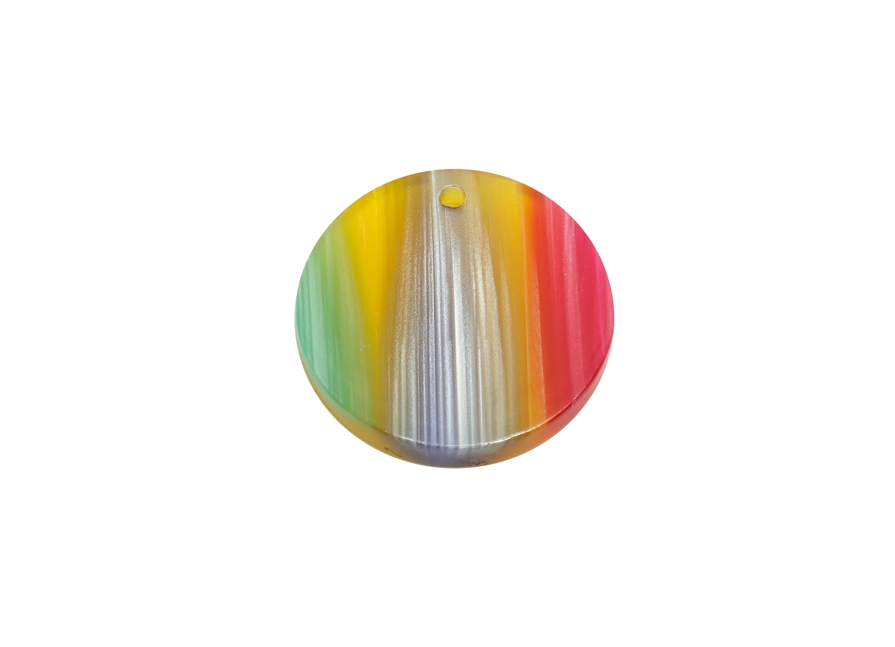 18mm Acetic Earring Charm - Striped Pendant - Rainbow Jewelry Component - DIY Jewelry Making - Summer Color Palette - 18x18x2mm-AC2695-A1076 - DOMEDBAZAAR