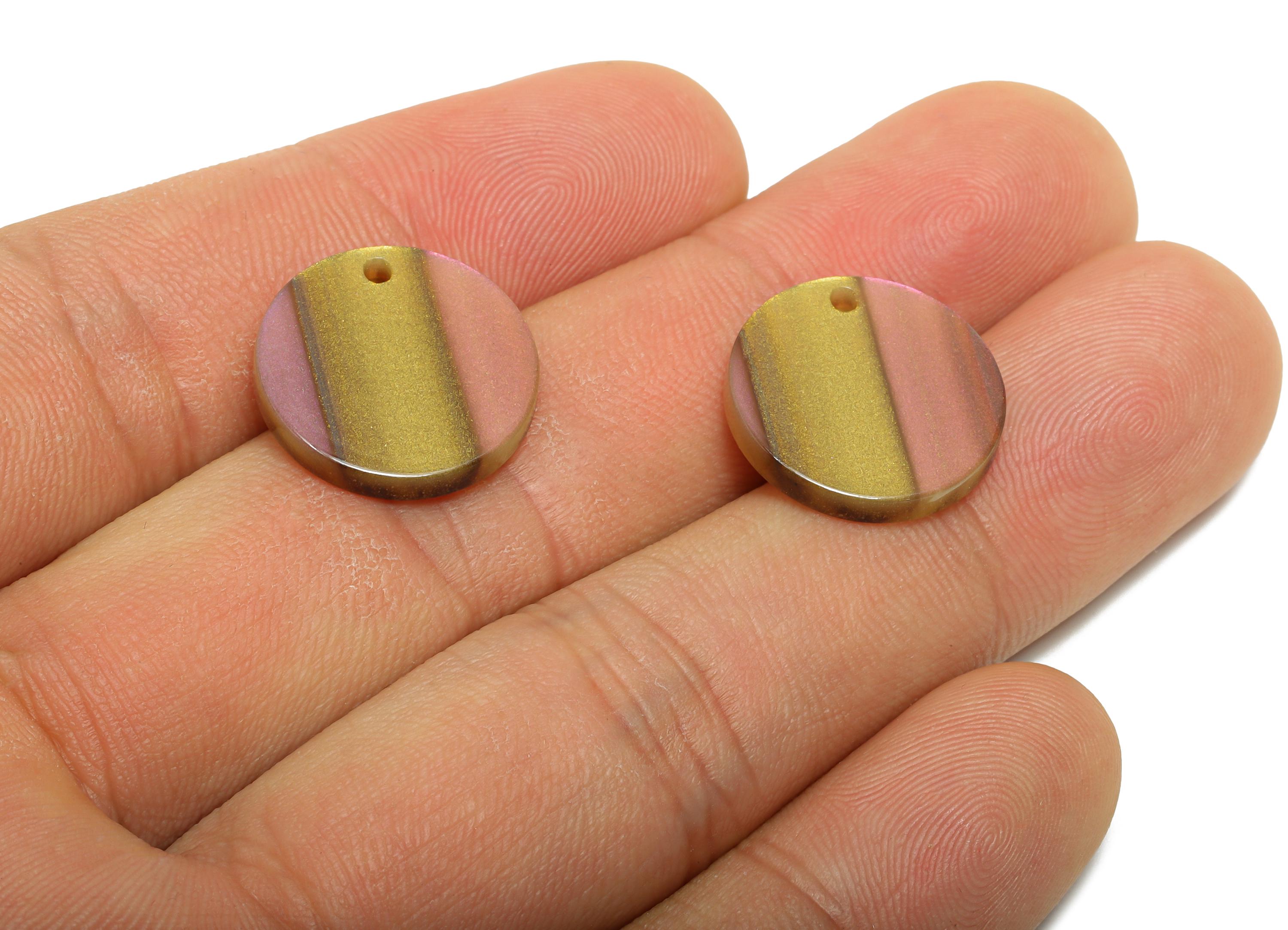 16mm Acetic Earring Charm - Striped Rainbow Jewelry Component - Craft Jewelry Making - Lightweight Craft Pendant - 16x16x2mm - AC2691-A1080 - DOMEDBAZAAR