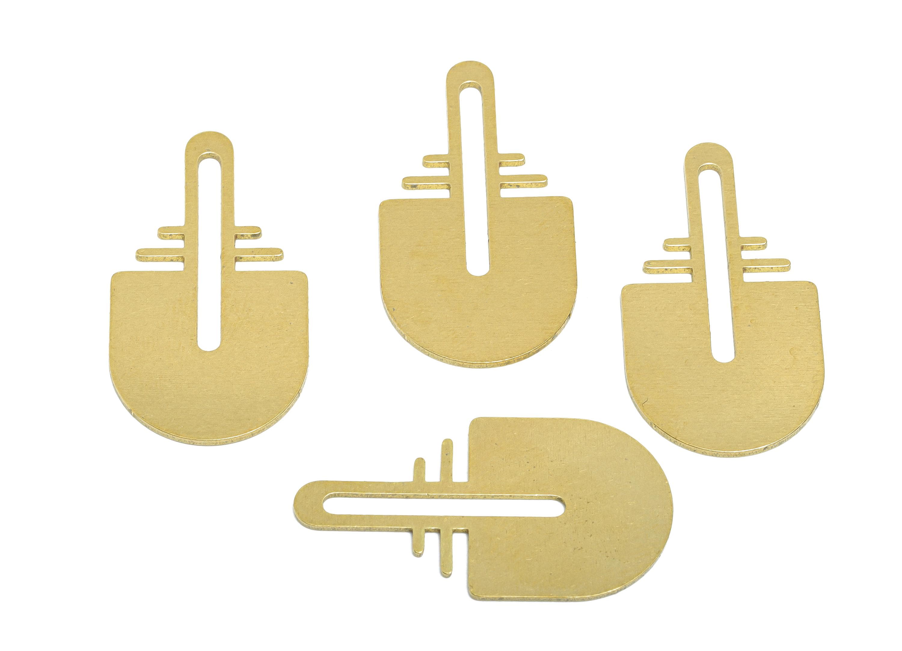 Brass Geometric Earring Charm - Raw Brass Abstract Metal Component - Unique Design Finding - Jewelry Supplies - 34.8x18.8x0.9mm - PP11497 - DOMEDBAZAAR