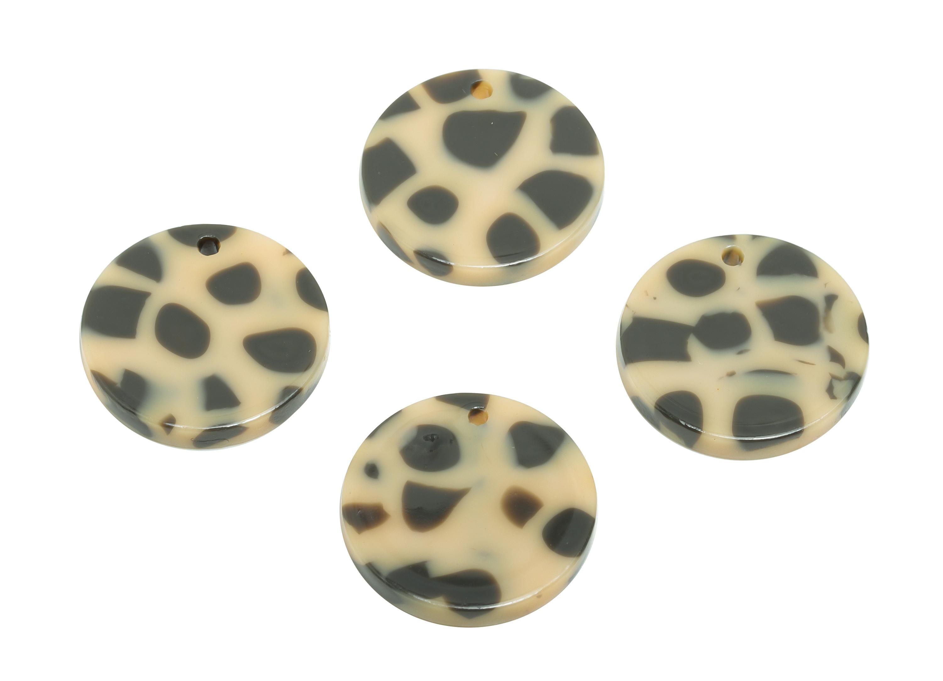 17mm Acetic Tortoiseshell Earring Charm - Multicolor Flat Pendant - Handmade Craft Supply - Boho Jewelry Finding - 17.6x17x2mm -AC2693-A1081 - DOMEDBAZAAR