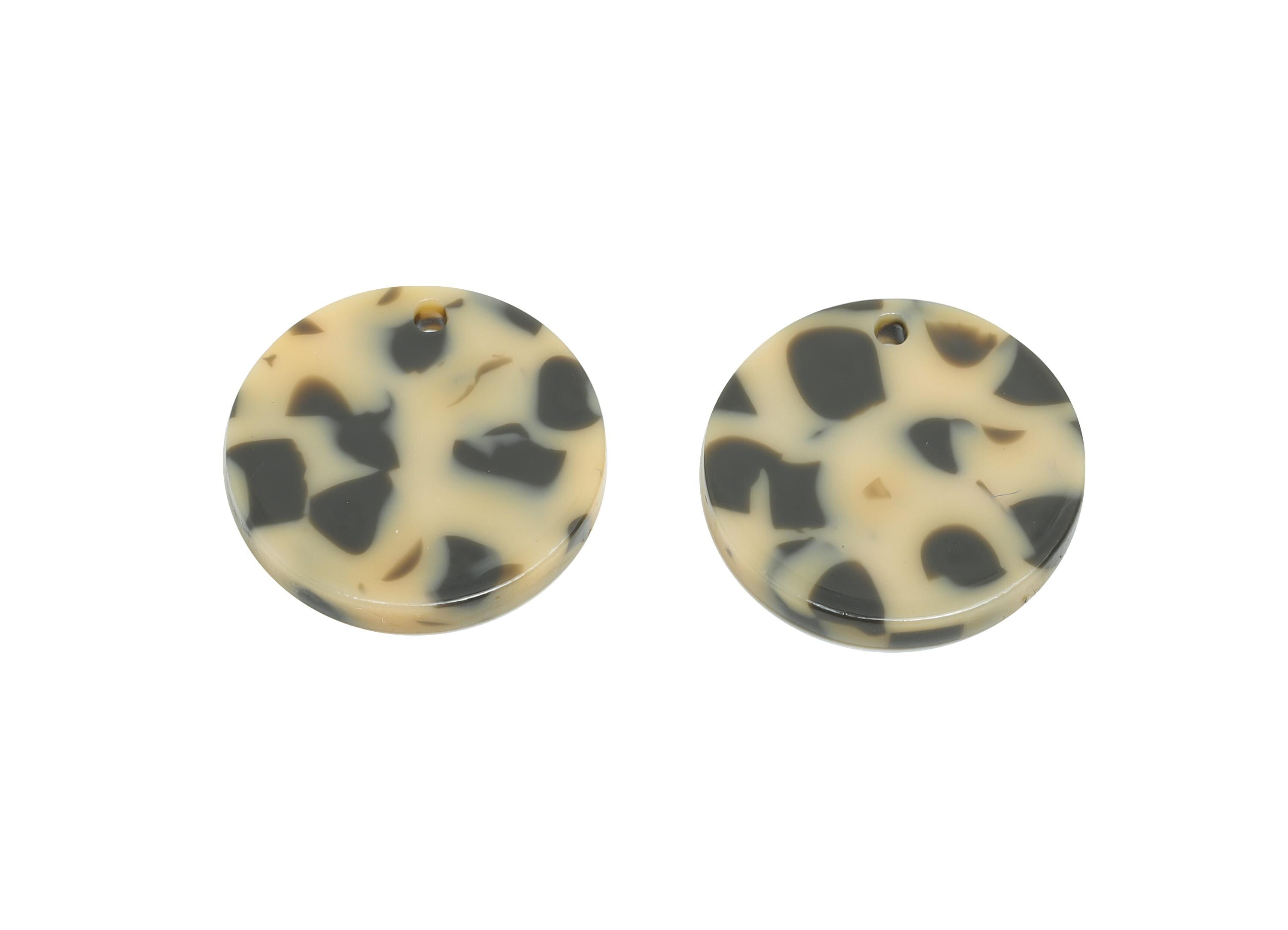 18mm Acetic Tortoiseshell Earring Charm - Multicolor Flat Pendant - Handmade Craft Supply - Boho Jewelry Finding - 18x18x2mm - AC2695-A1081 - DOMEDBAZAAR