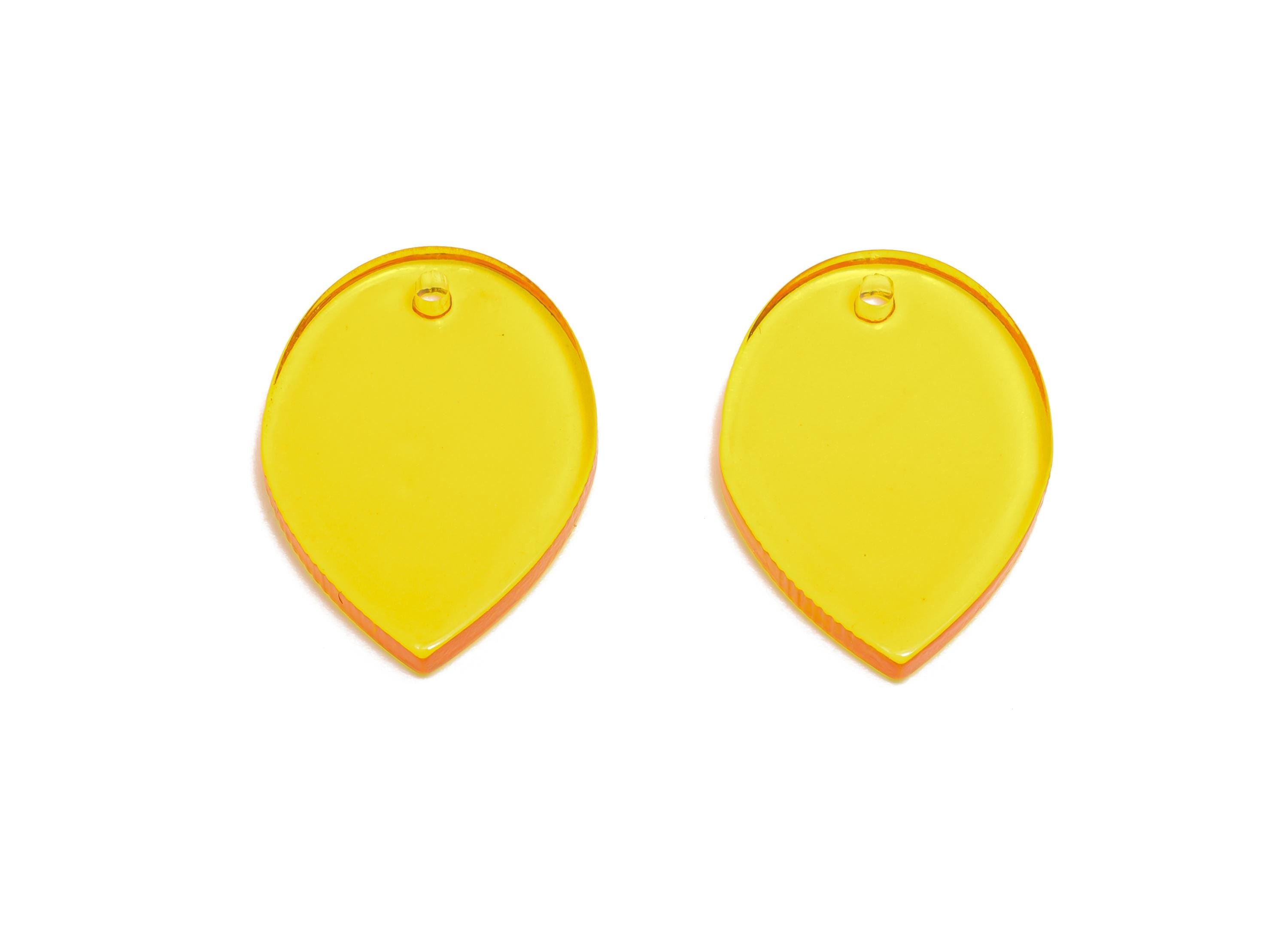 Acrylic Teardrop Earring Charm - Transparent Lightweight Acrylic Pendant - Fashion Geometry Jewelry Supply - 24x17x2.91mm - AC2702-A71 - DOMEDBAZAAR