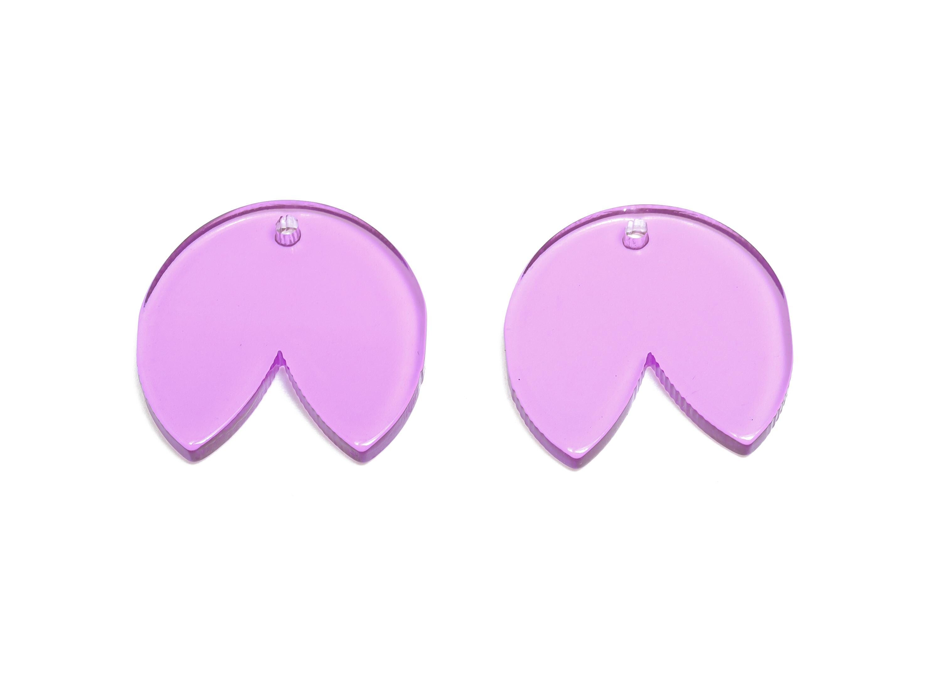 Lily Pad Shape Earring Charm - Modern Transparent Lightweight Acrylic Pendant - Handmade Jewelry Supply - 23.8x23.78x2.99mm - AC2700-A72 - DOMEDBAZAAR