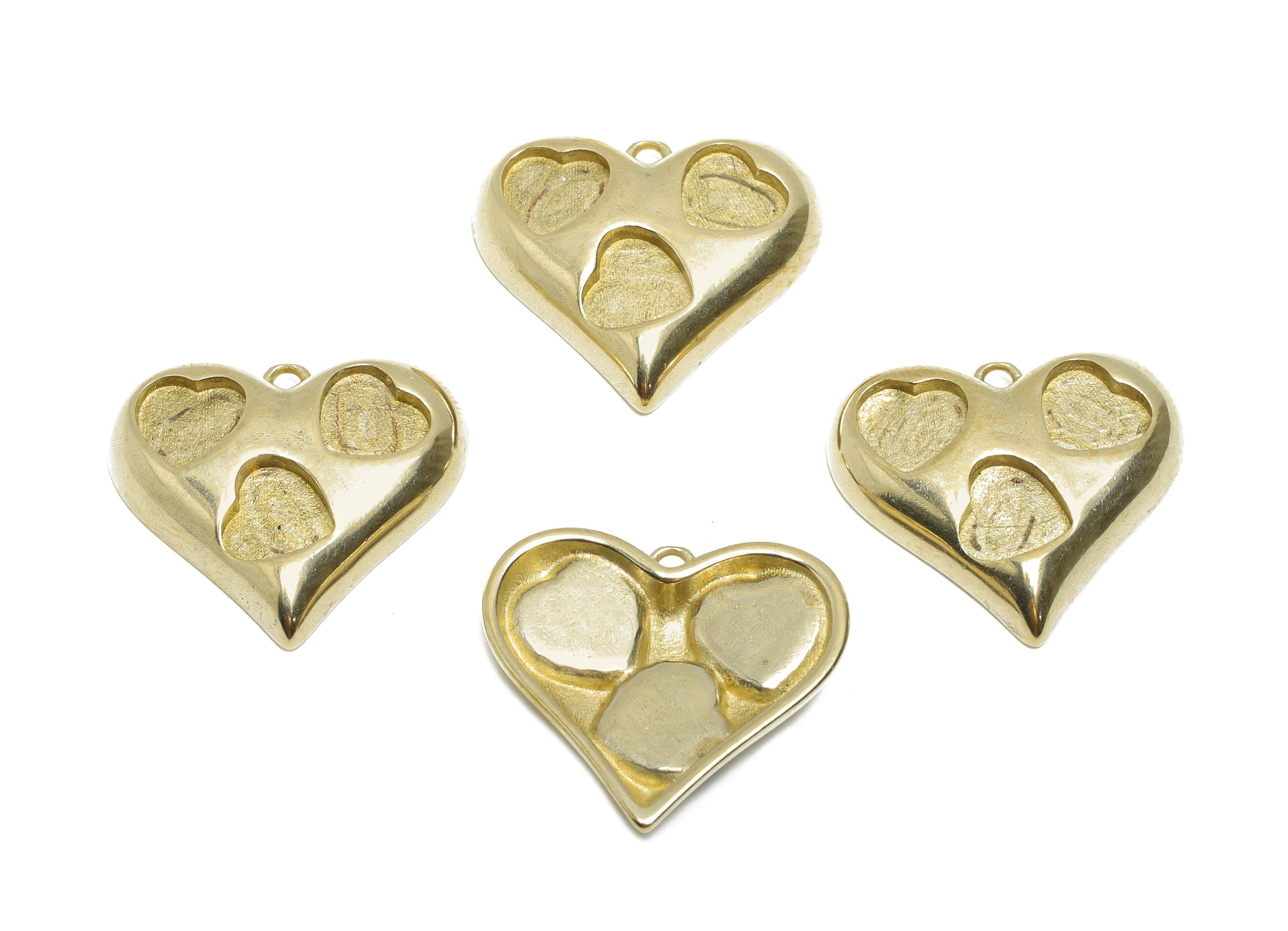 Raw Brass Heart Pendant - Elegant Love Pendant for Necklace - Heart Enamel Setting Pendant - Jewelry Findings - 19.4x17.4x3.7mm - PP11474