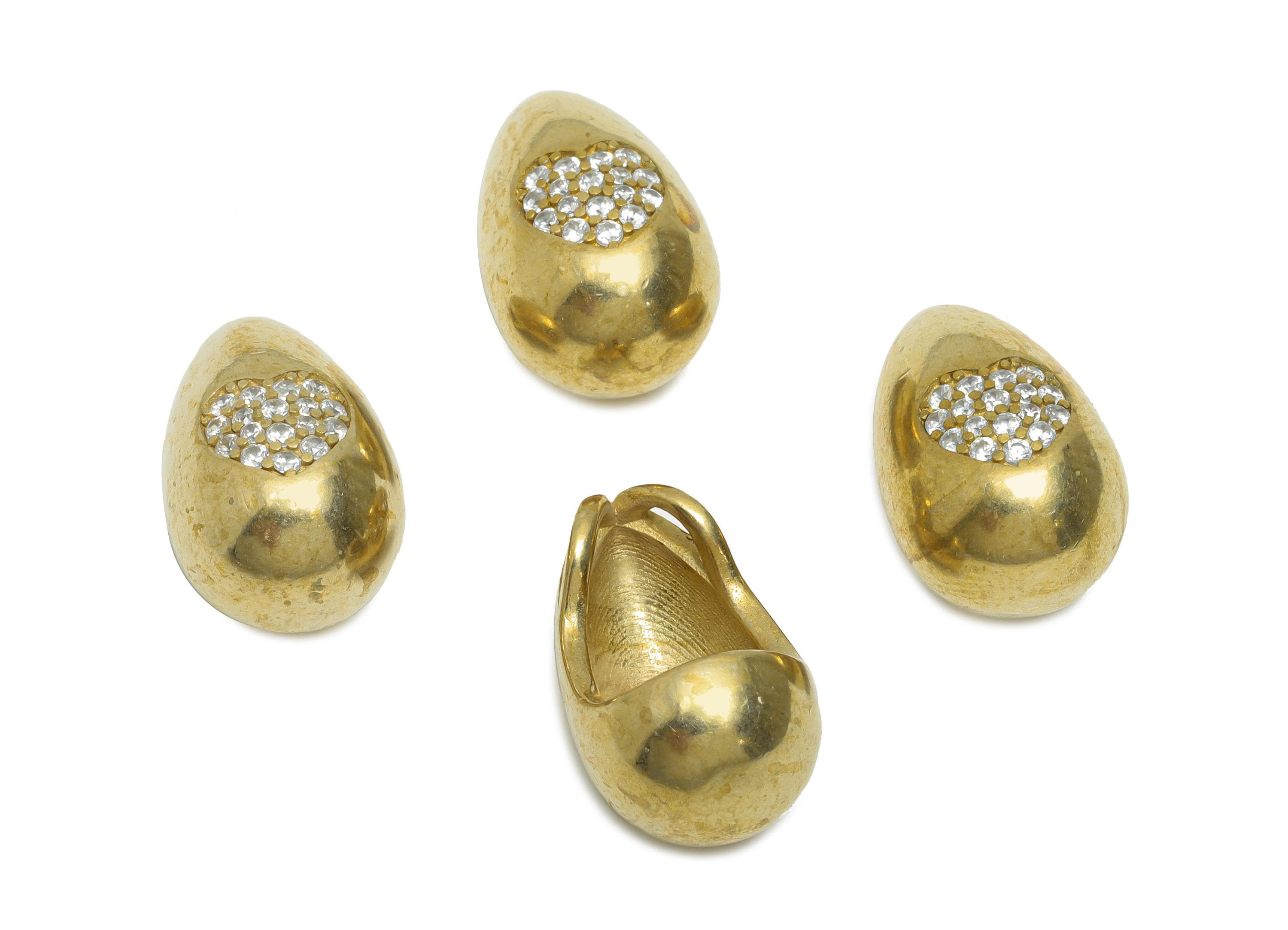 Brass CZ Heart Pendant - Rhinestone Teardrop Charm For Necklace - Cubic Zircon Romantic Jewelry - Modern Jewelry - 15x9x9mm - PP11461 - DOMEDBAZAAR