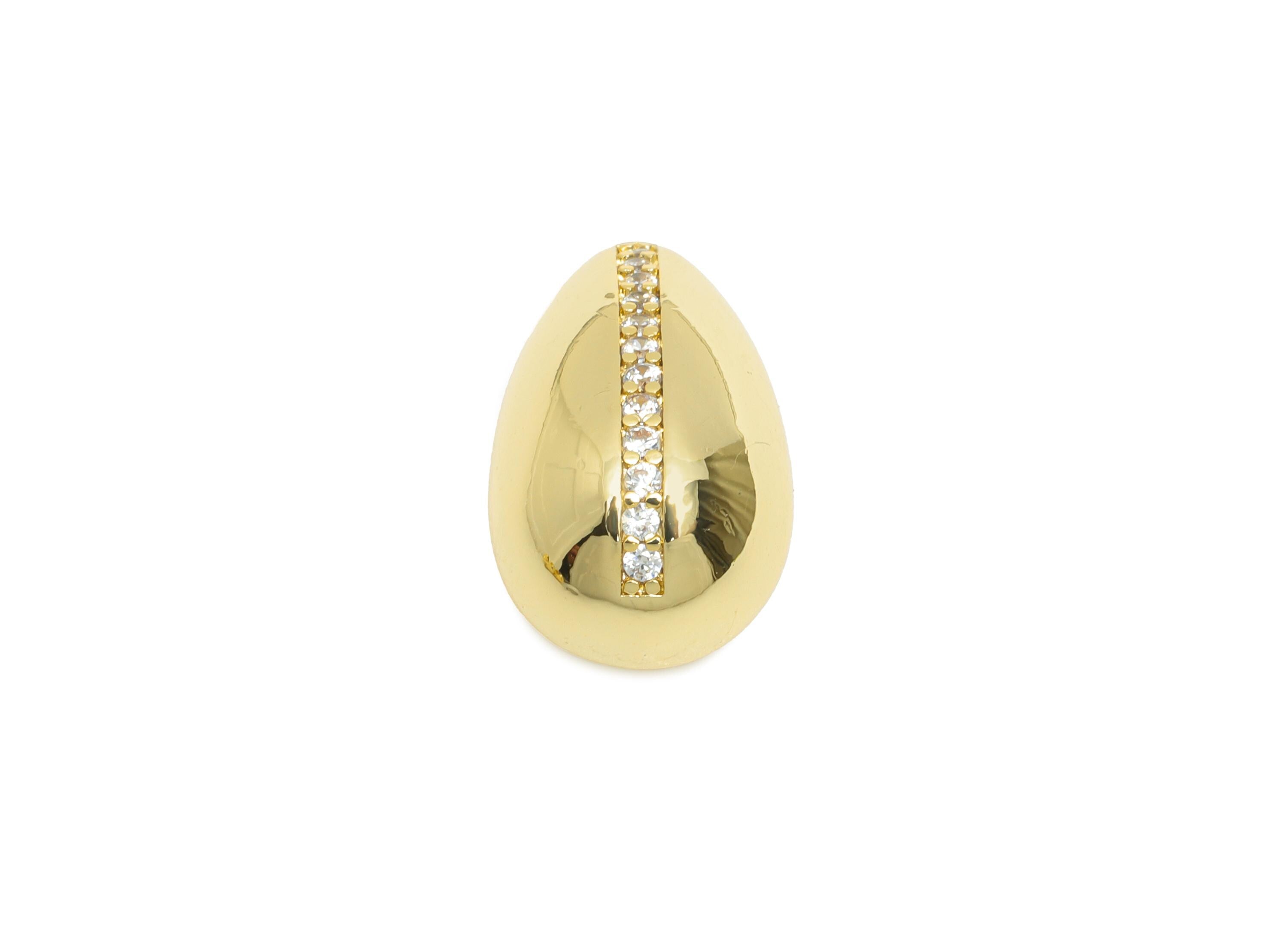 Brass CZ Gold Pendant - Brass Teardrop Charm For Necklace - Gold Cubic Zircon Sparking Jewelry - 18K Real Gold Plating - 15x9x9mm - RGP11084 - DOMEDBAZAAR