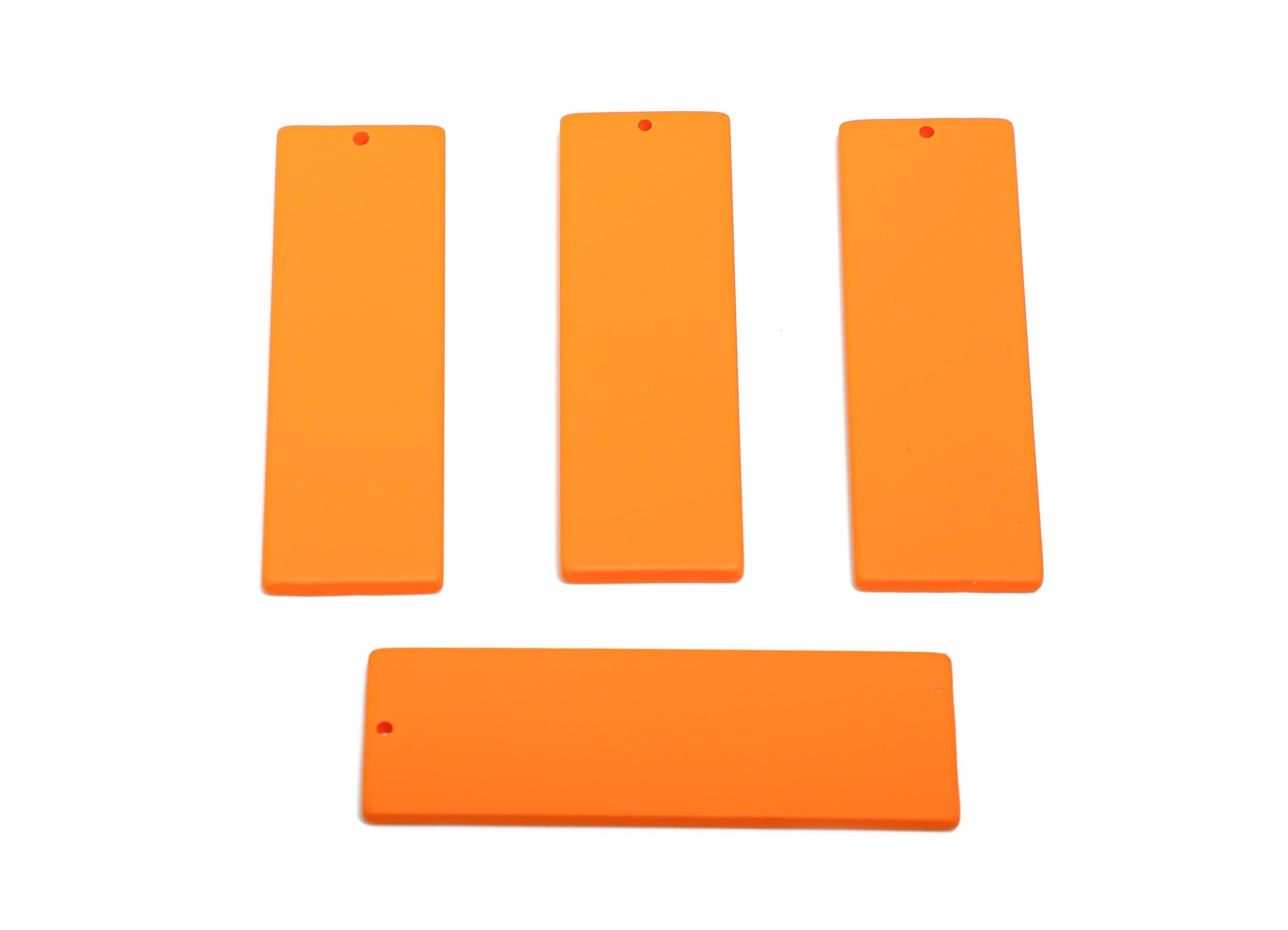 Acrylic Rectangle Earring Charm - Matte Orange Geometric Bar Pendant - Jewelry Supplies - Color Code: A1056 - 61x19.7x2.7mm - AC3665-A1056 - DOMEDBAZAAR