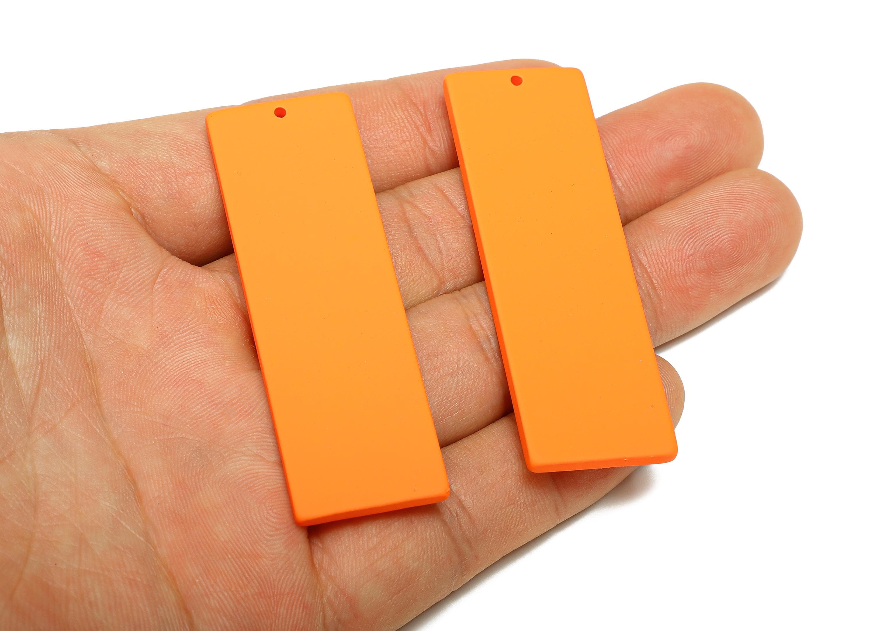 Acrylic Rectangle Earring Charm - Matte Orange Geometric Bar Pendant - Jewelry Supplies - Color Code: A1056 - 61x19.7x2.7mm - AC3665-A1056 - DOMEDBAZAAR