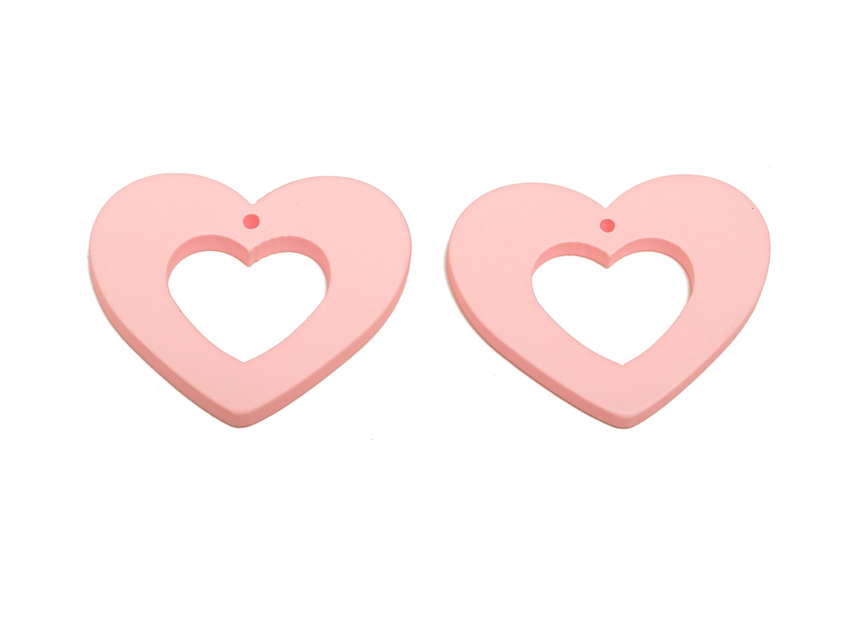 Acrylic Heart Earring Charm - Matte Heart Charm - DIY Lightweight Flat Heart Cut-out Craft Piece - Color Code:A1061 - 34x29x3mm-AC3667-A1061 - DOMEDBAZAAR